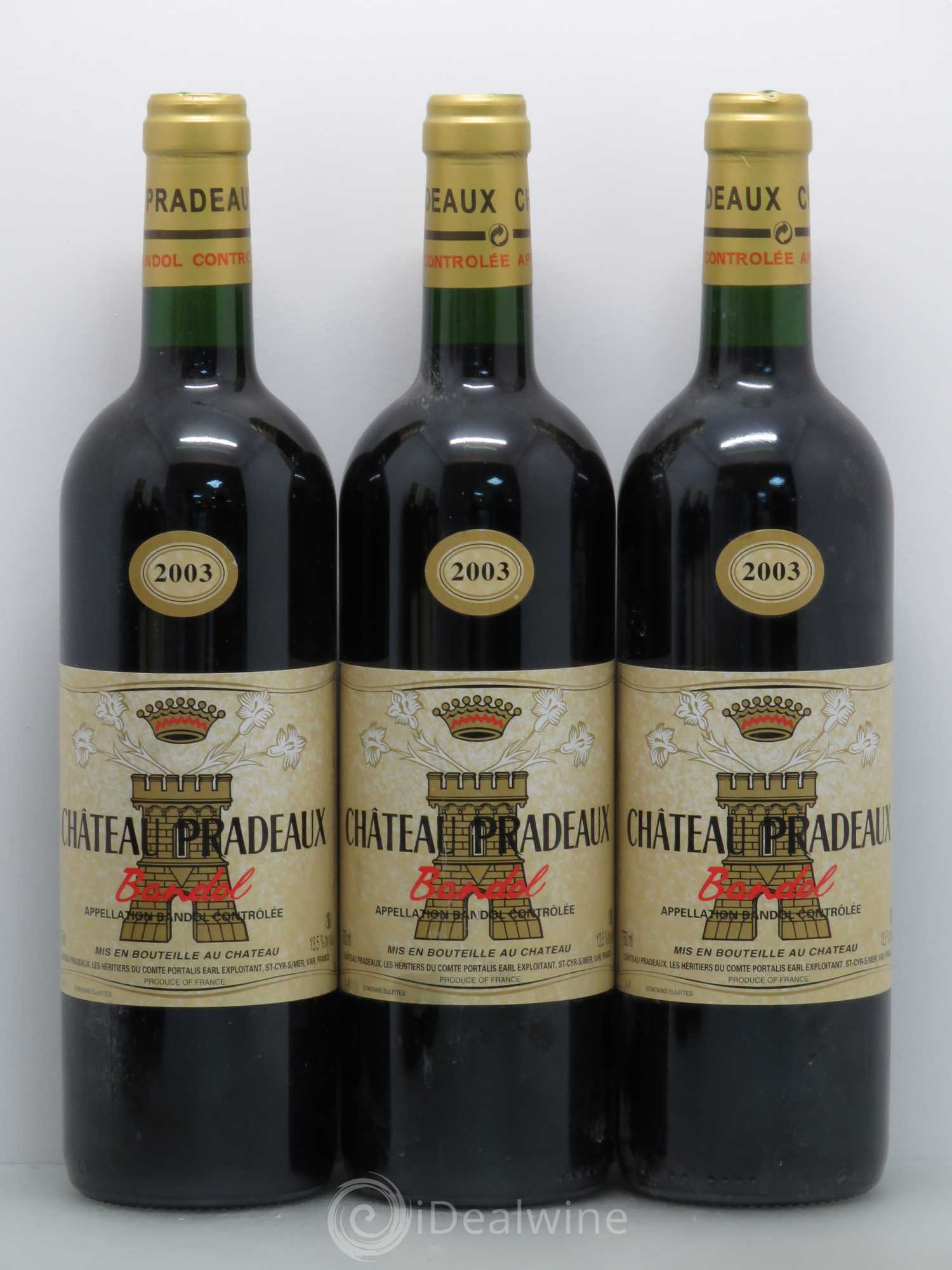Bandol Château Pradeaux Famille Portalis 2003 - Lot de 6 bouteilles - 1
