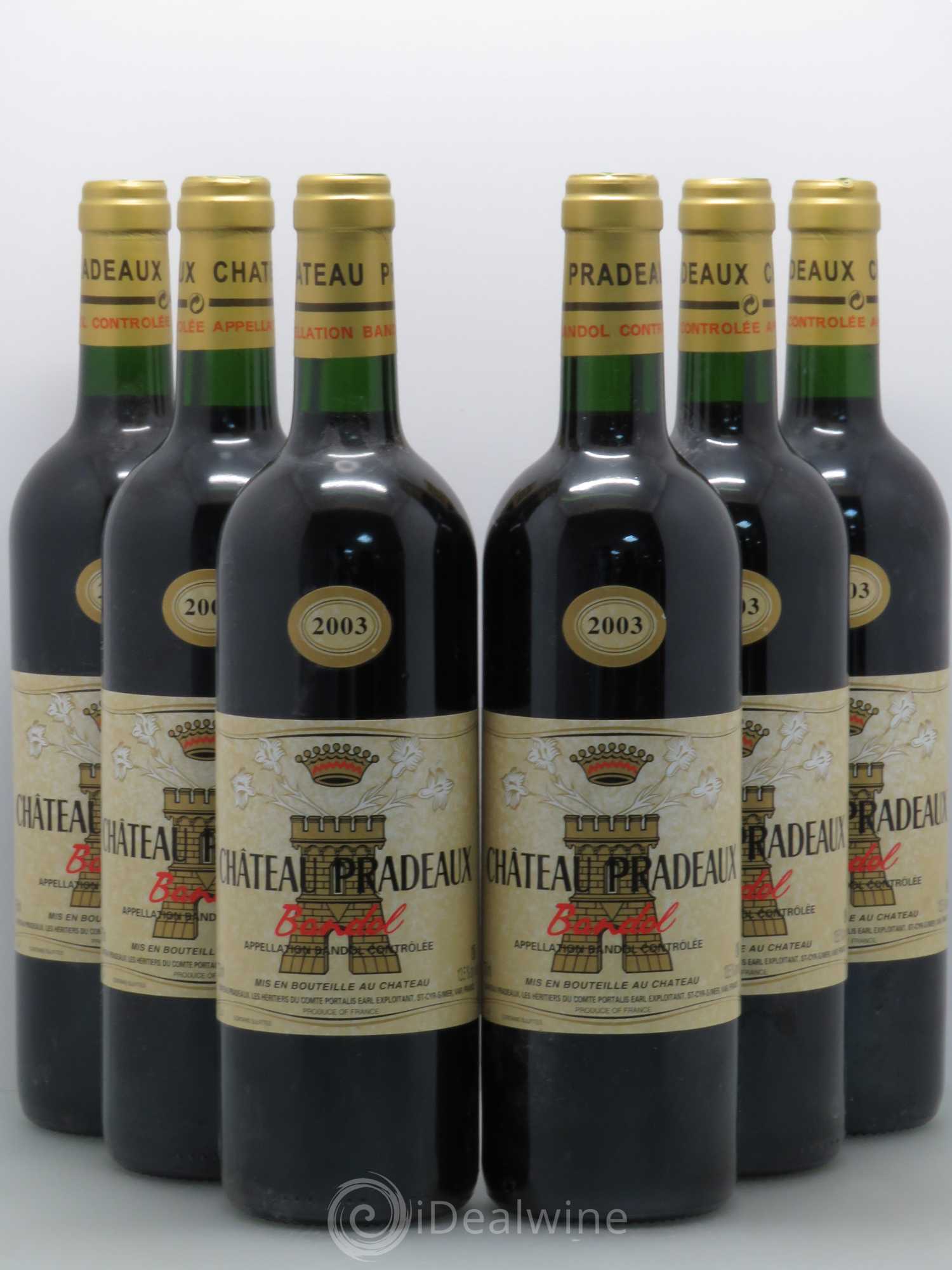 Bandol Château Pradeaux Famille Portalis 2003 - Lot de 6 bouteilles - 0