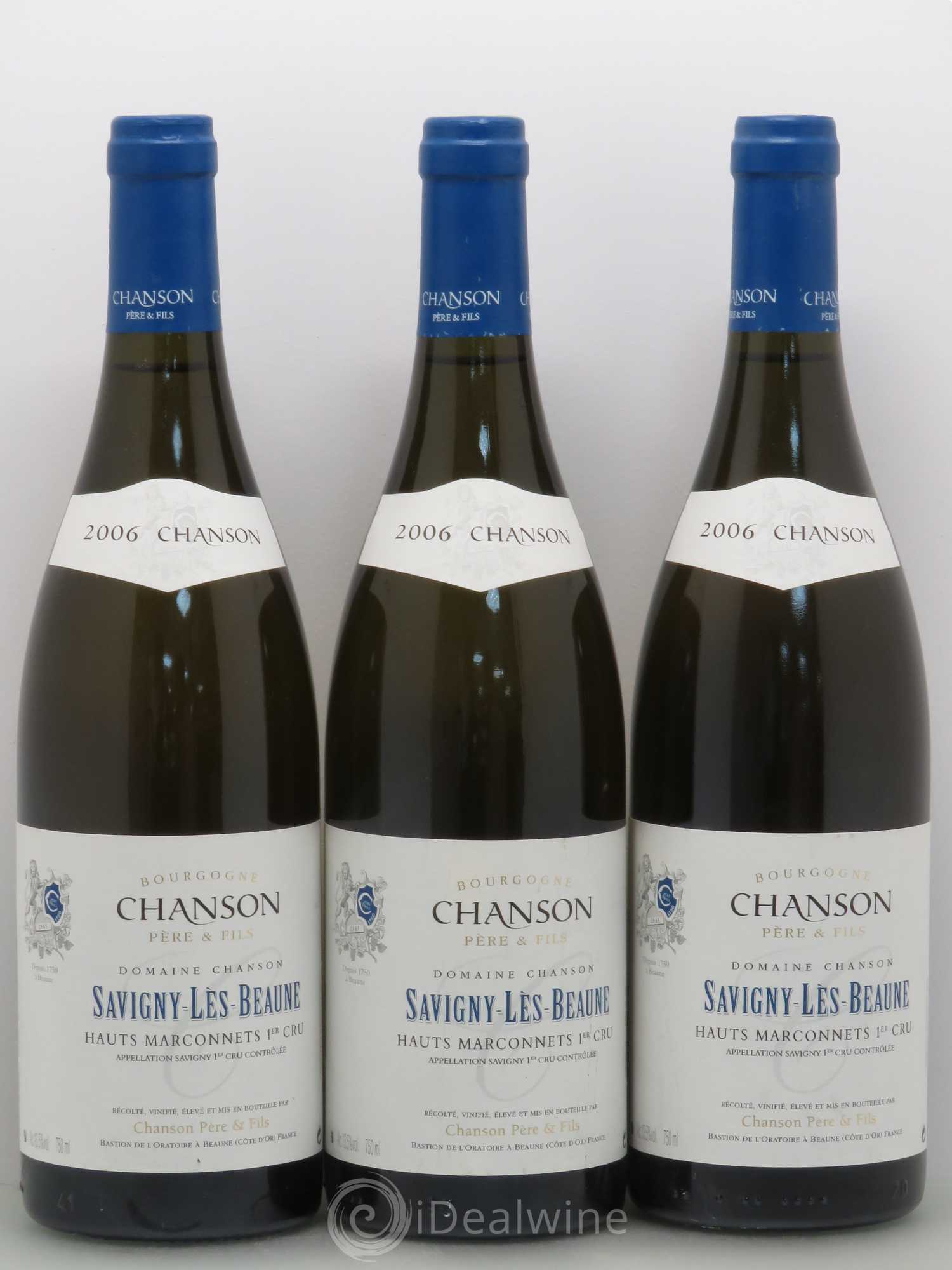 Savigny-lès-Beaune 1er Cru Hauts Marconnets Maison Chanson 2006 - Lot de 3 bouteilles - 0