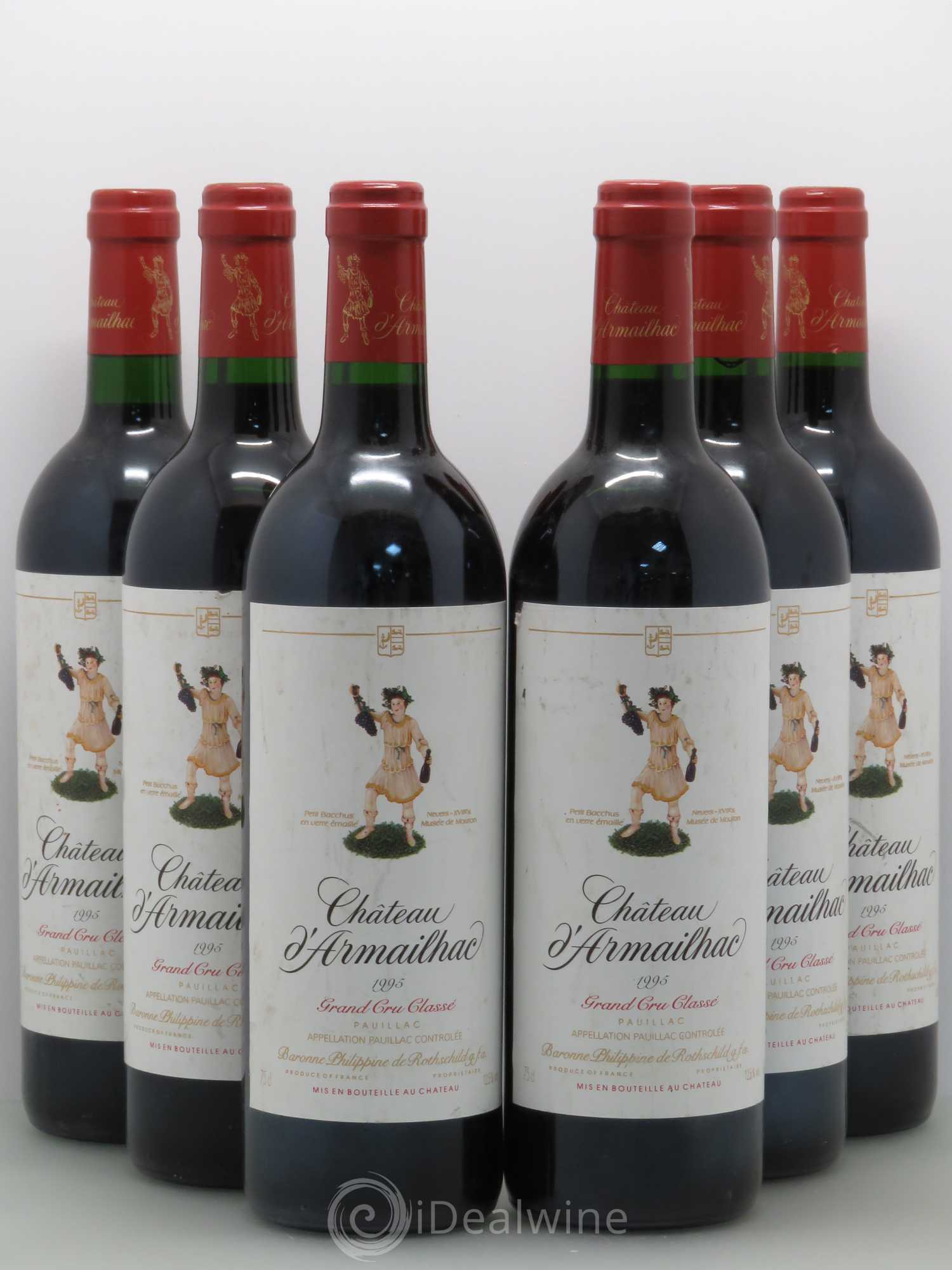 Château d' Armailhac - Mouton Baron(ne) Philippe 5ème Grand Cru Classé 1995 - Lot de 6 bouteilles - 0