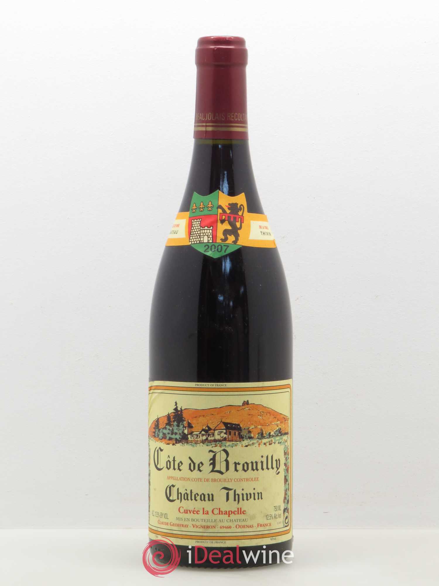 Côte de Brouilly Cuvée La Chapelle Château Thivin 2007 - Lot de 1 bouteille - 0