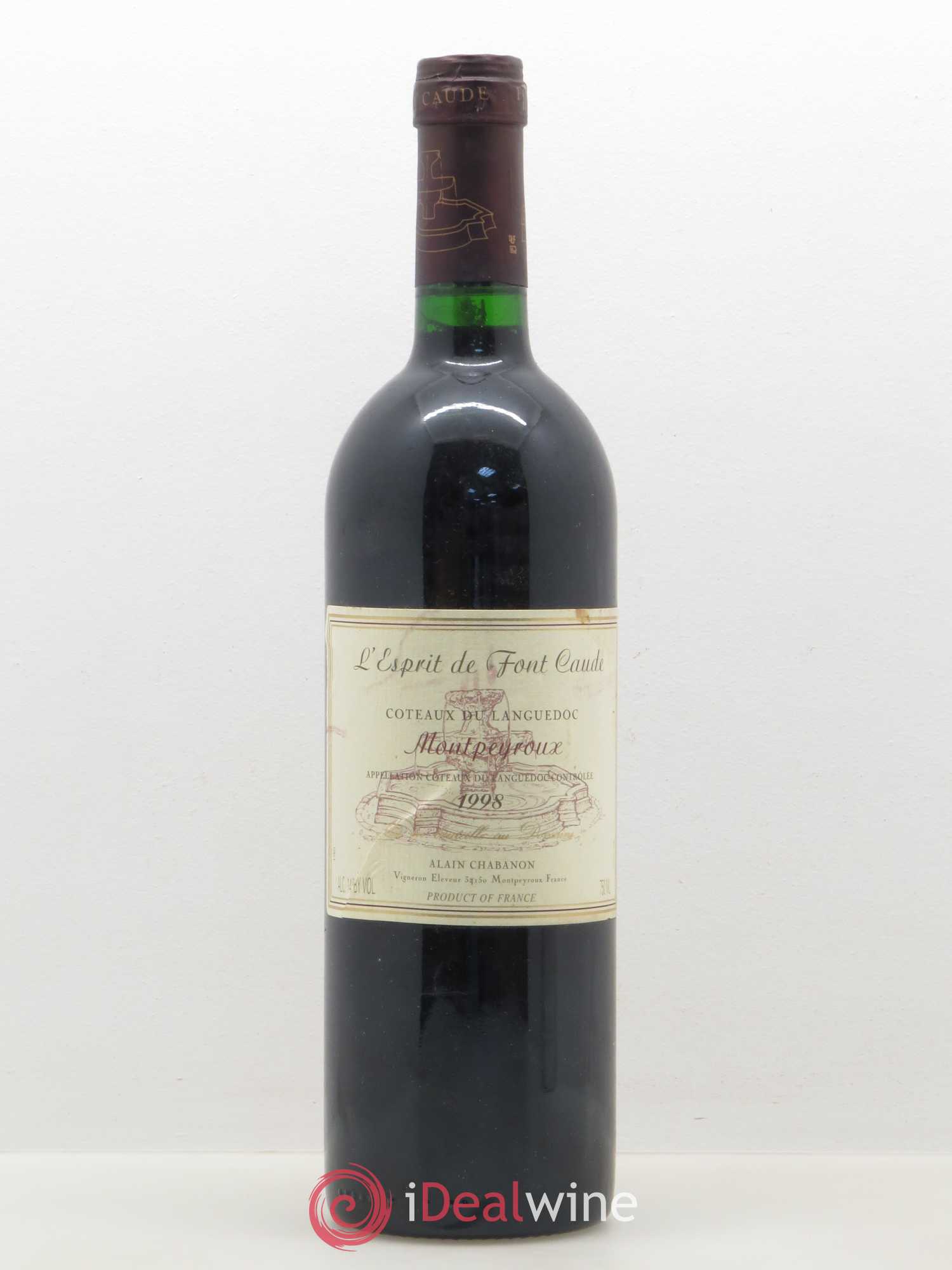 Languedoc Montpeyroux Alain Chabanon (Domaine) L'Esprit de Font Caude 1998 - Lot de 1 bouteille - 0