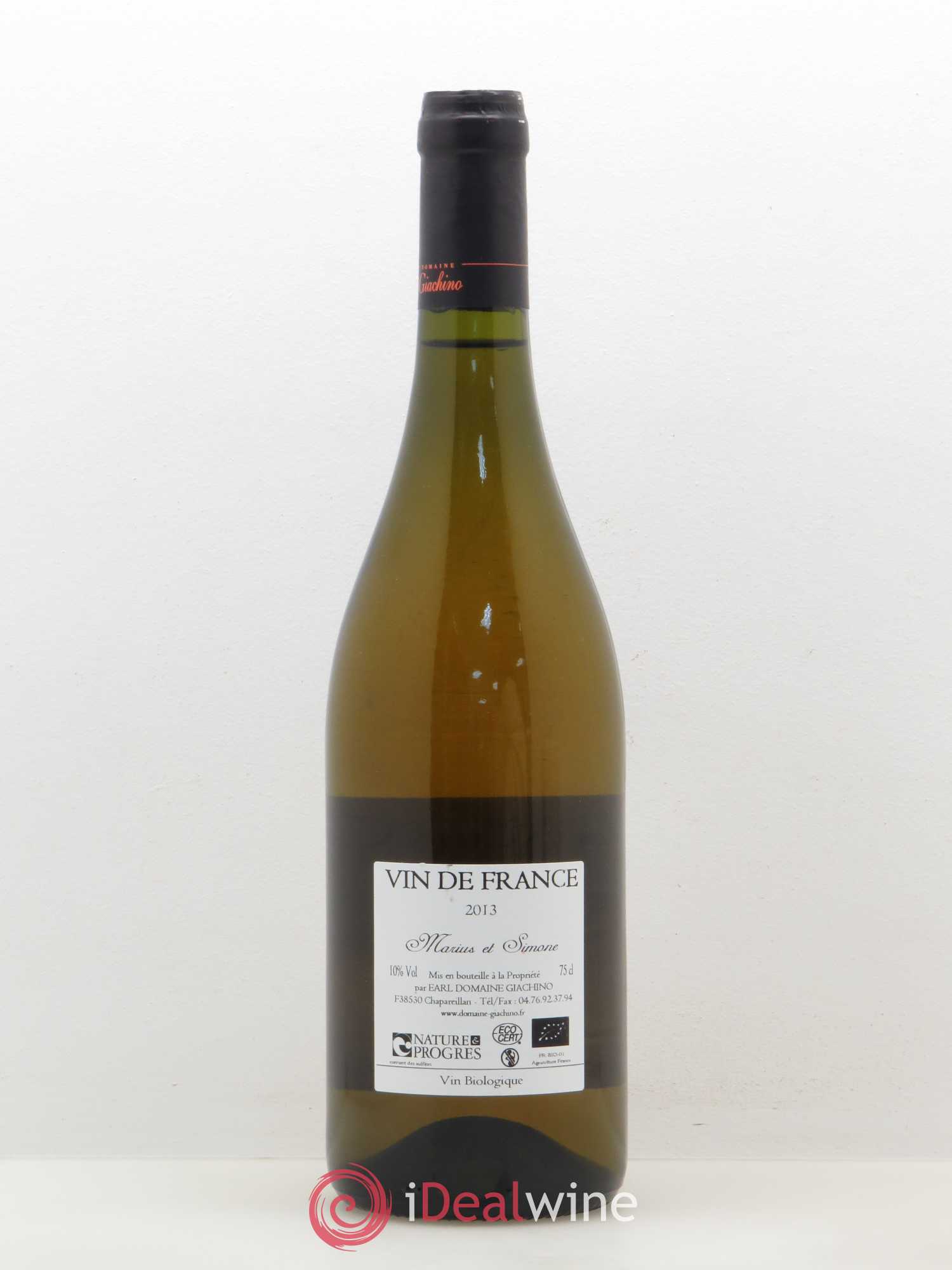 Vin de France (anciennement Vin de Savoie) Marius et Simone Giachino 2013 - Lot de 1 bouteille - 1