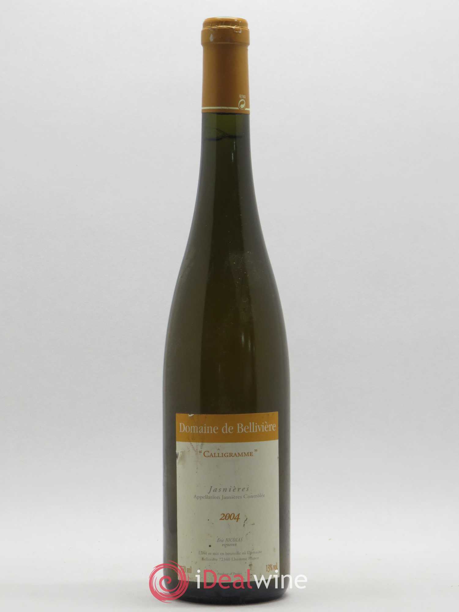 Jasnières Calligramme Domaine de Bellivière 2004 - Lot de 1 bouteille - 0