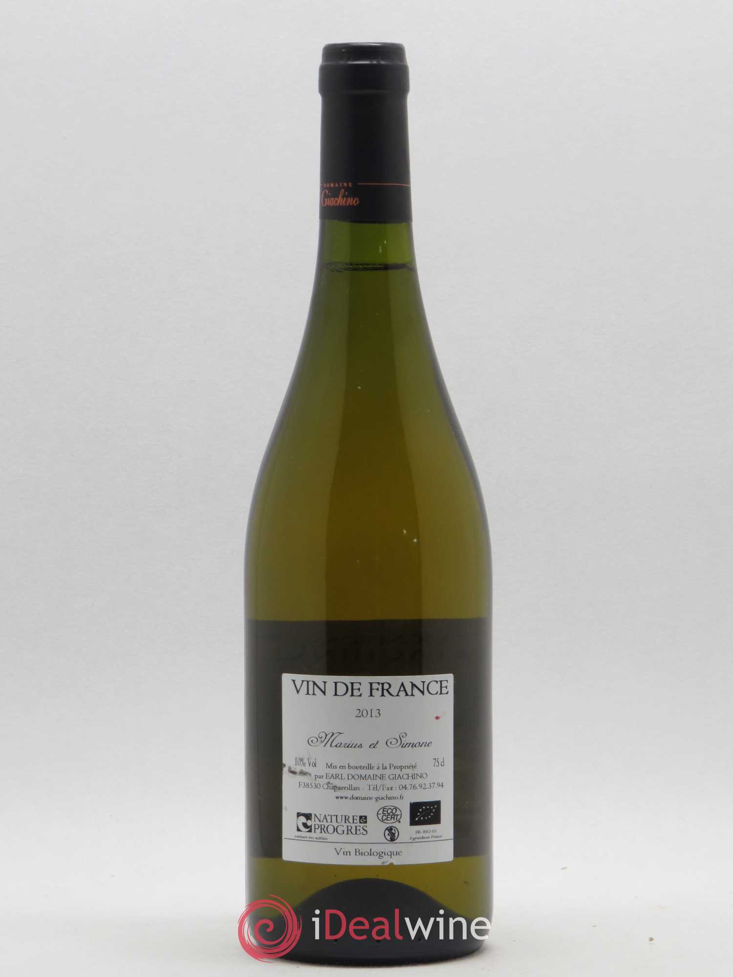 Vin de France (anciennement Vin de Savoie) Marius et Simone Giachino 2013 - Lot de 1 bouteille - 1