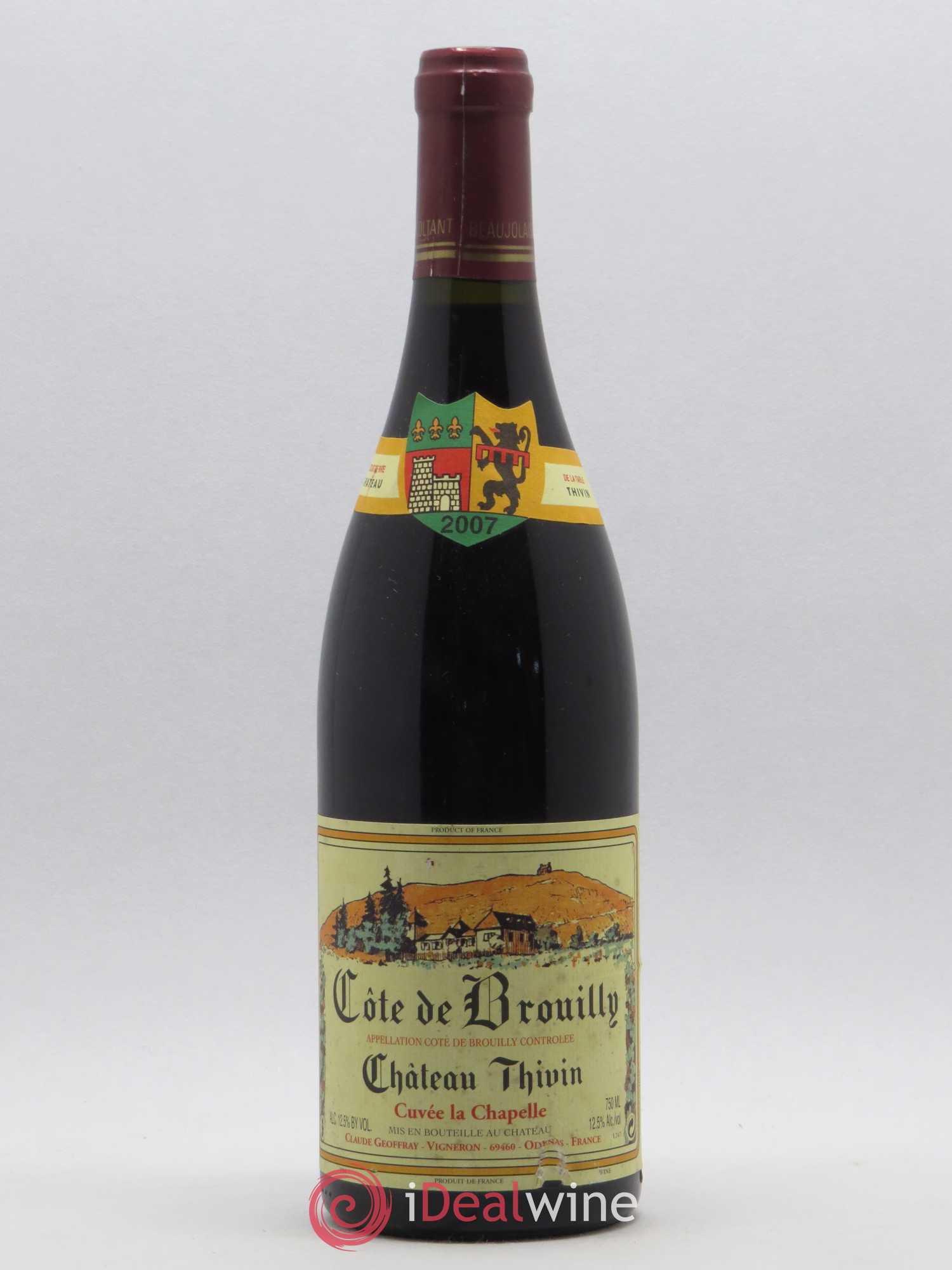 Côte de Brouilly Cuvée La Chapelle Château Thivin 2007 - Lot de 1 bouteille - 0