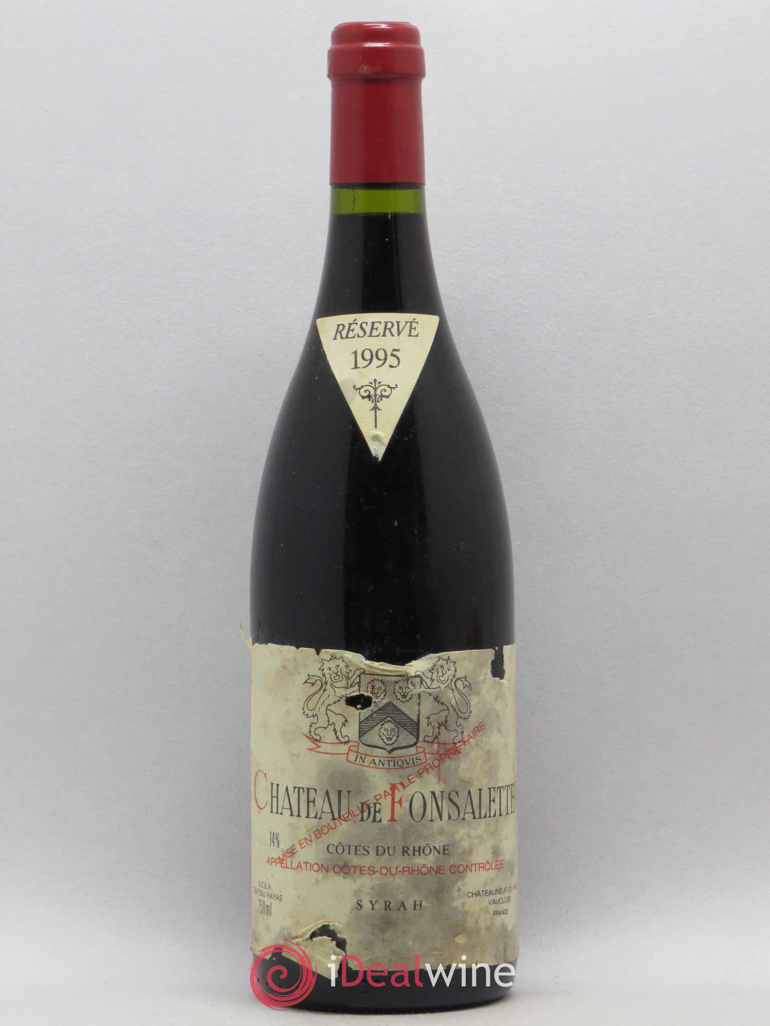 Côtes-du-Rhône Cuvée Syrah Château de Fonsalette 1995 - Lot de 1 bouteille - 0
