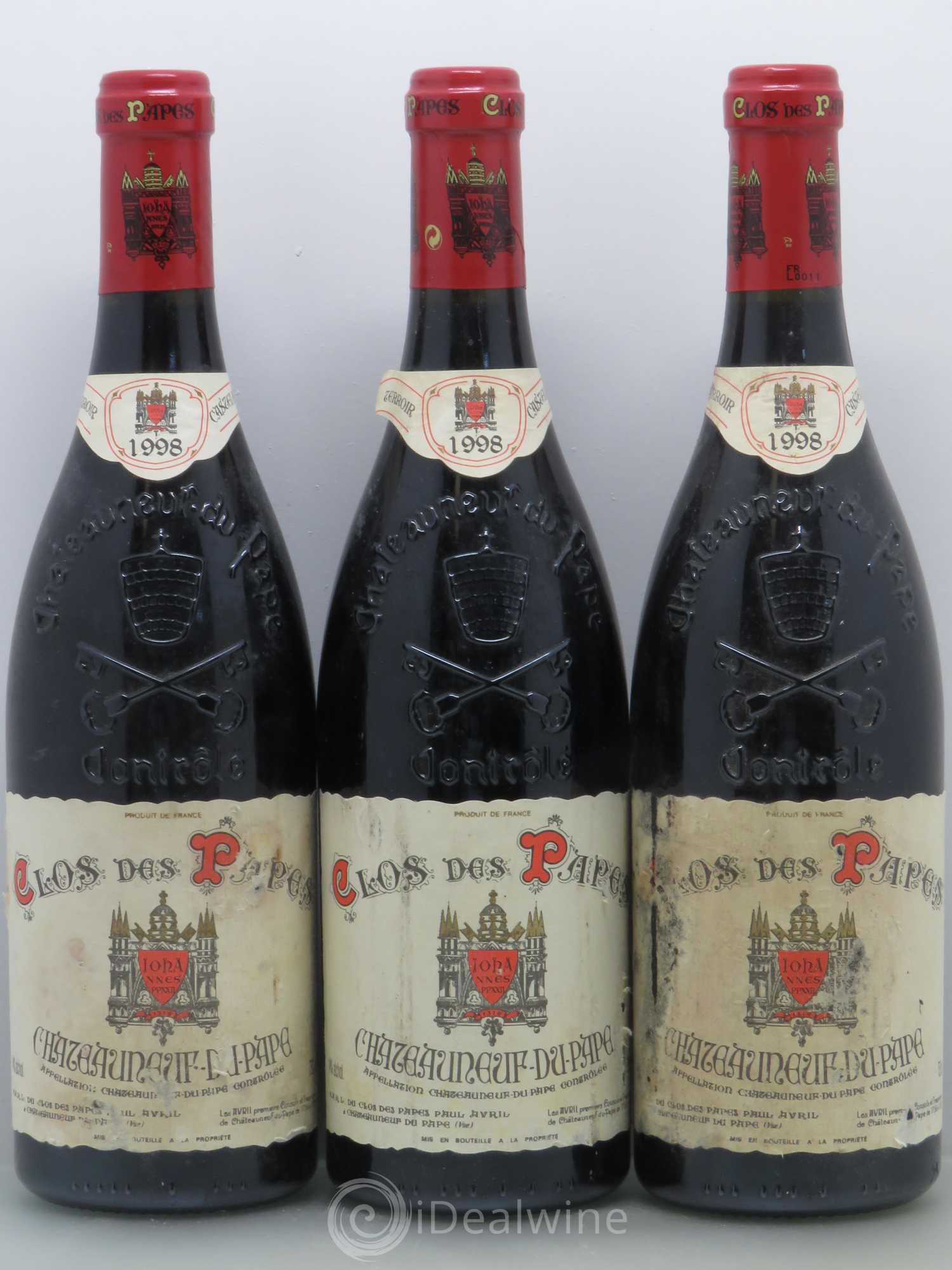 Châteauneuf-du-Pape Clos des Papes - Paul Avril 1998 - Lot de 3 bouteilles - 0
