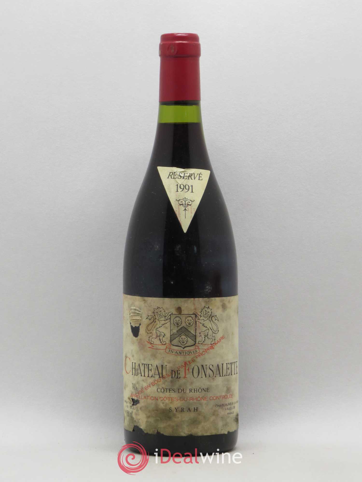 Côtes-du-Rhône Cuvée Syrah Château de Fonsalette 1991 - Lot de 1 bouteille - 0