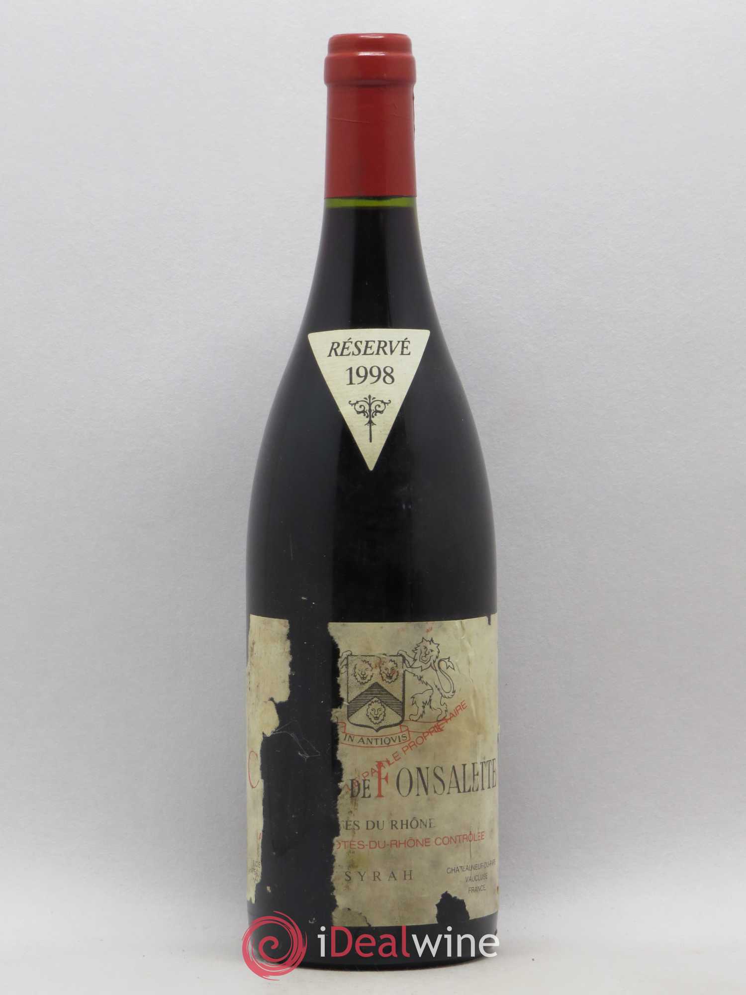 Côtes-du-Rhône Cuvée Syrah Château de Fonsalette 1998 - Lot de 1 bouteille - 0