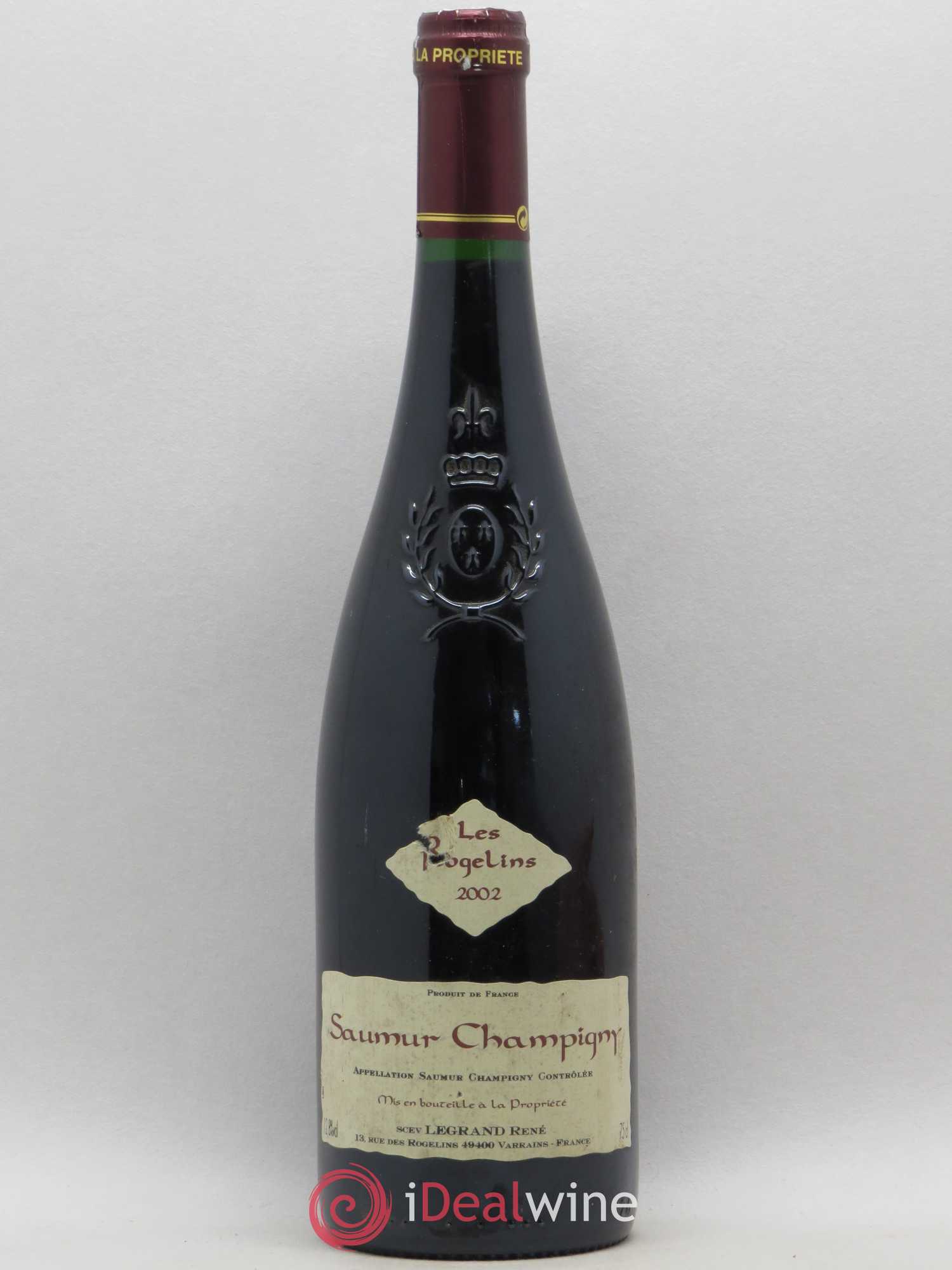 Saumur-Champigny Les Rogelins Clotilde Legrand (anciennement René-Noël Legrand) 2002 - Lot de 1 bouteille - 0