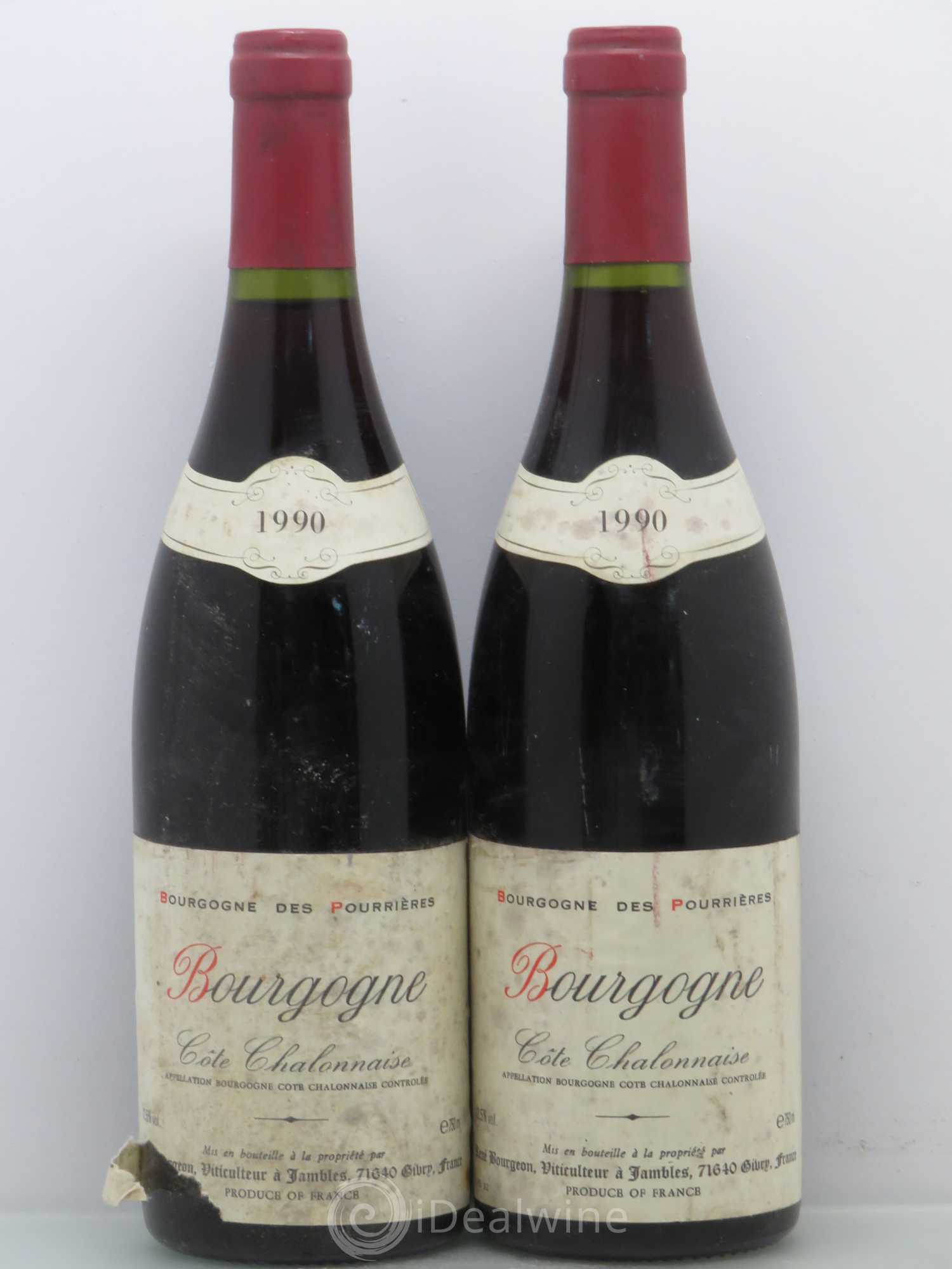 Bourgogne Côte Chalonnaise - Les Pourrières - René Bourgeon 1990 - Posten von 2 Flaschen - 0