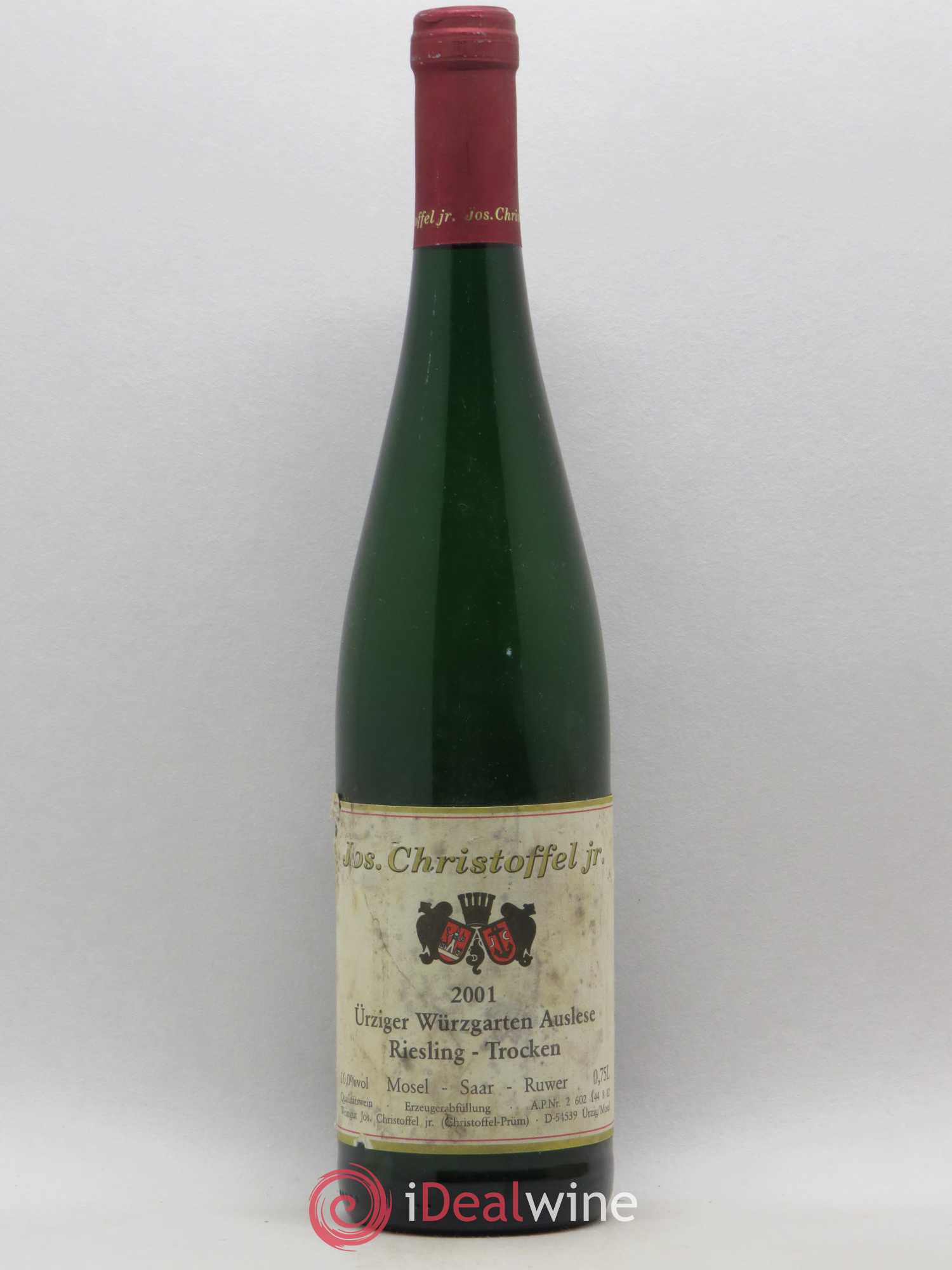 Allemagne Rheingau Urziger Würzgarten Auslese Riesling Trocken Jos Christoffel 2001 - Posten von 1 Flasche - 0