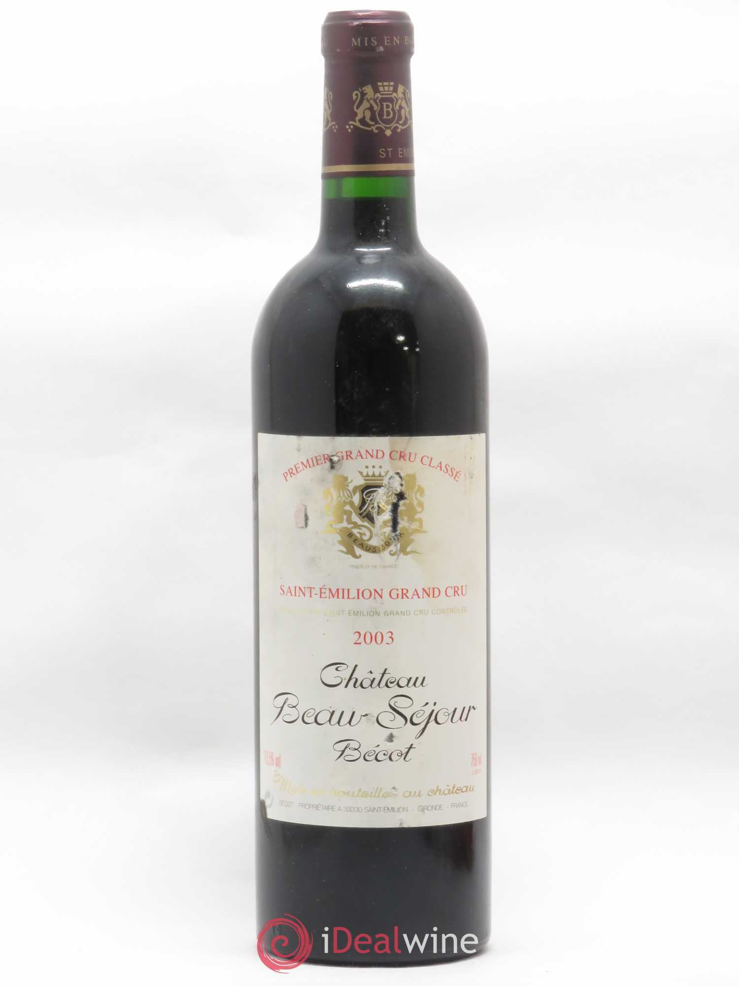 Château Beau-Séjour Bécot 1er Grand Cru Classé B 2003 - Lot de 1 bouteille - 0