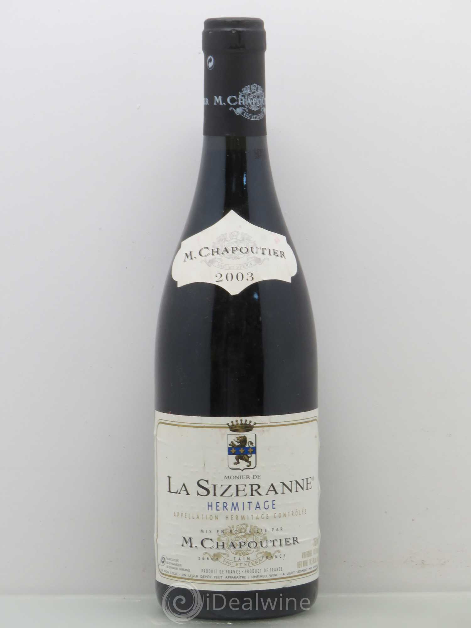 Hermitage Monier de La Sizeranne Chapoutier 2003 - Lot de 1 bouteille - 0