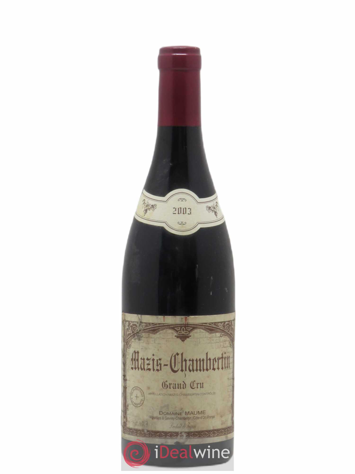 Mazis-Chambertin Grand Cru Maume (Domaine) 2003 - Lot de 1 bouteille - 0