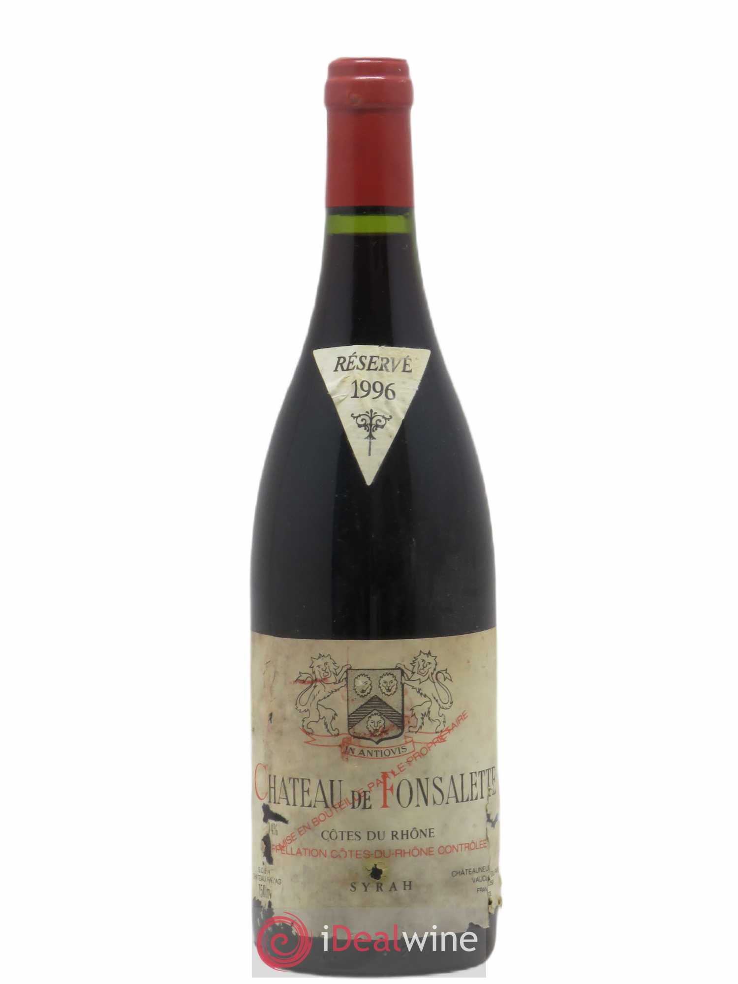 Côtes-du-Rhône Cuvée Syrah Château de Fonsalette 1996 - Lot de 1 bouteille - 0