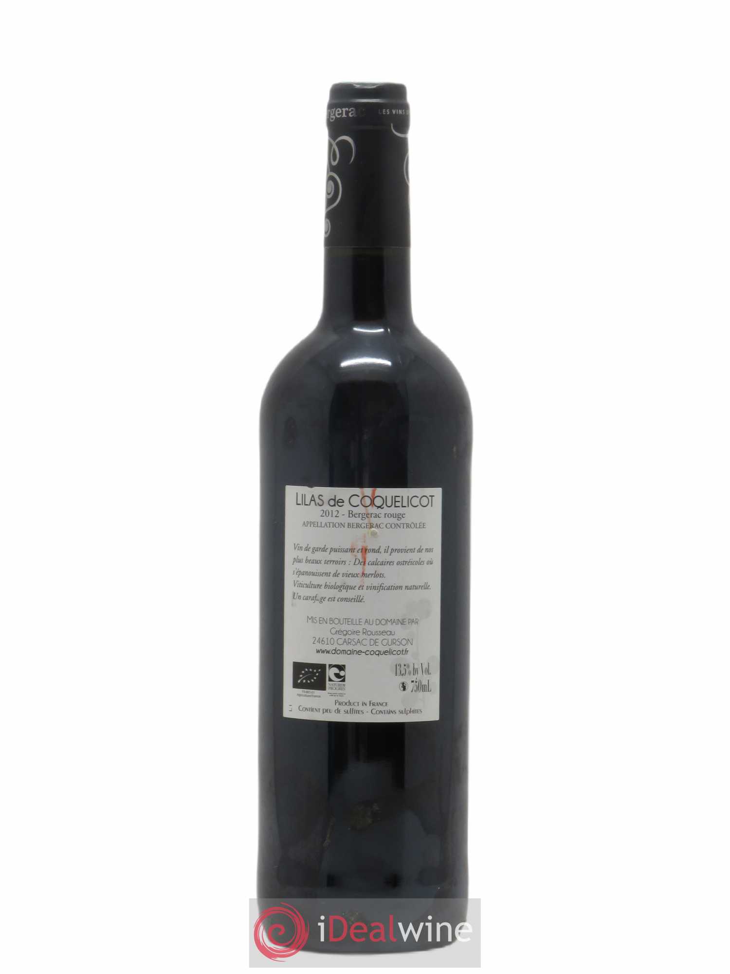 Bergerac Lilas de coquelicot Domaine Coquelicot 2012 - Lot de 1 bouteille - 1
