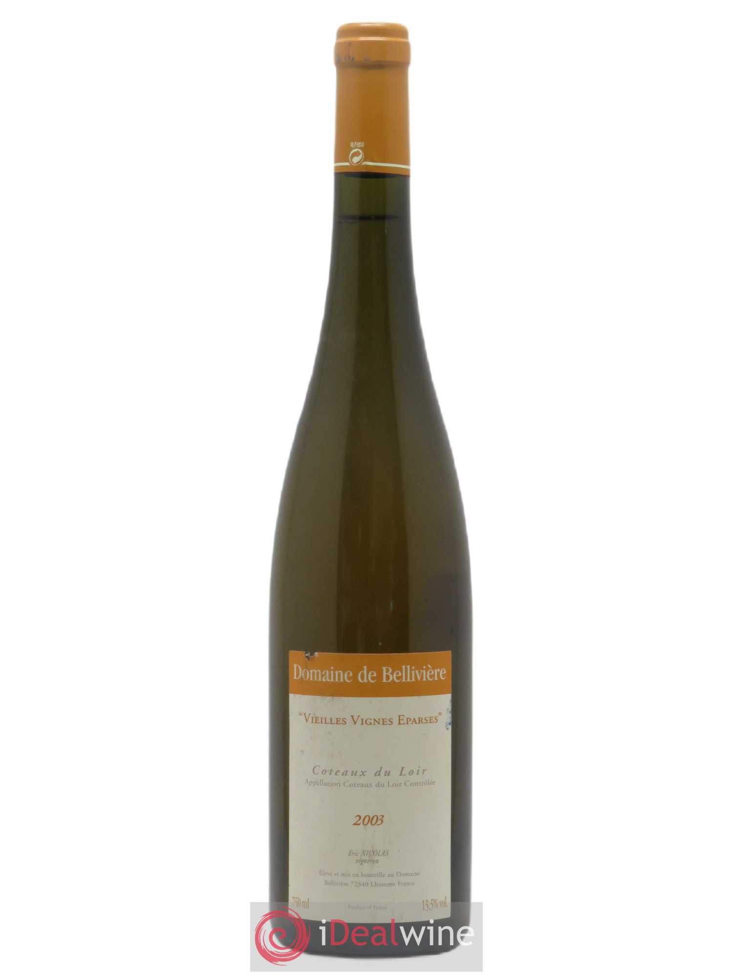 Coteaux du Loir Vieilles Vignes Eparses Domaine de Bellivière 2003 - Lot de 1 bouteille - 0