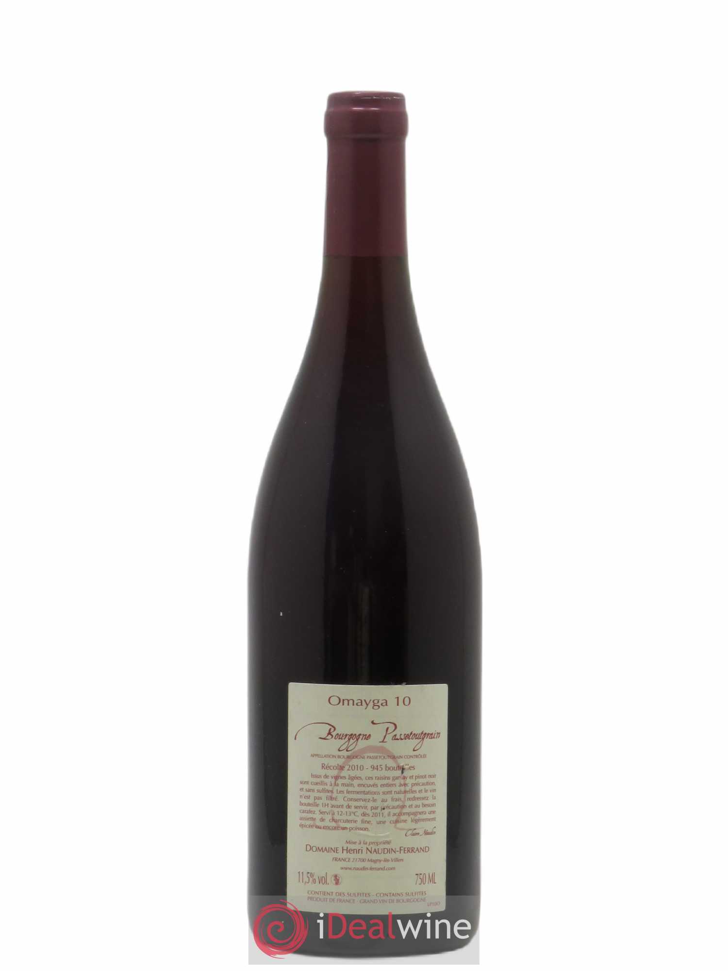 Bourgogne Passetoutgrain Omayga Naudin Ferrand 2010 - Posten von 1 Flasche - 1