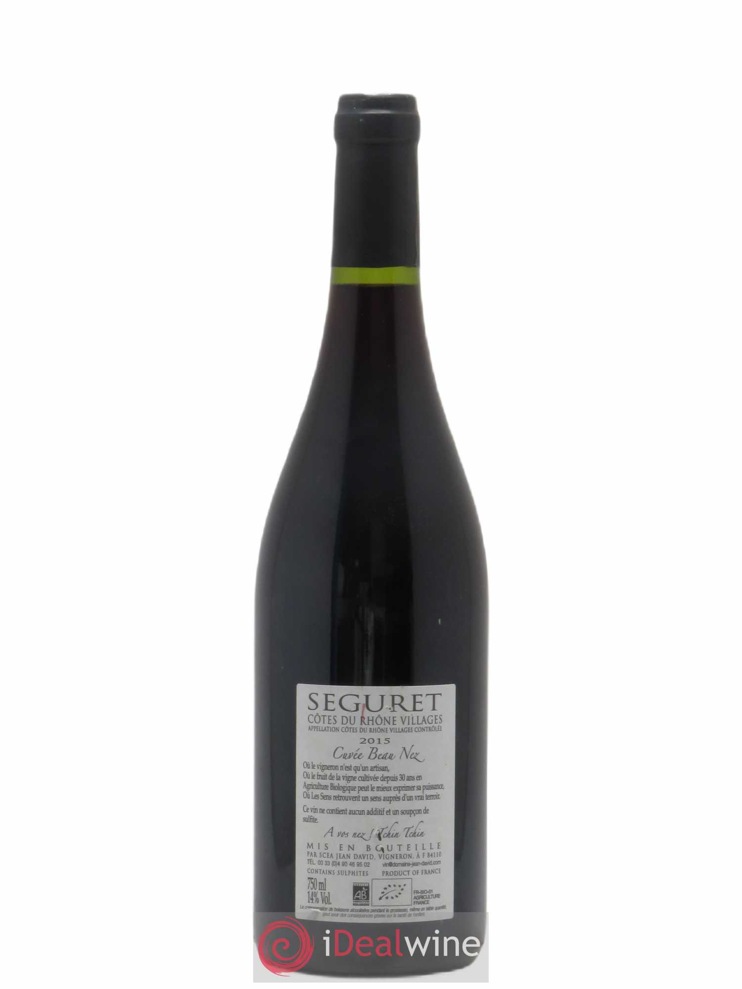 Côtes-du-Rhône Seguret Beau Nez Jean David 2015 - Posten von 1 Flasche - 1