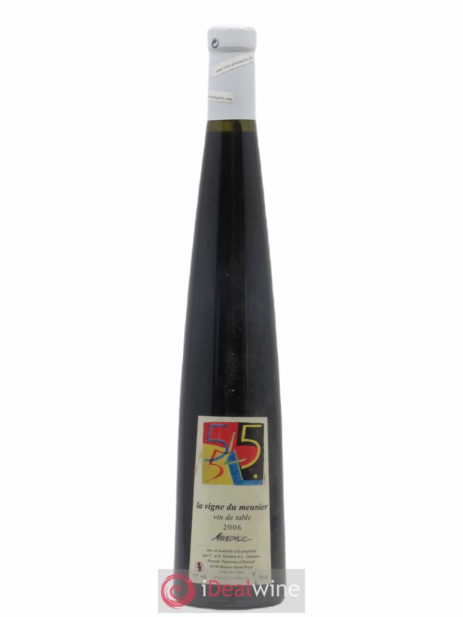 Vin de table La vigne du Meunier Mondon-Demeuré Cuvée Maxence 50cl 2006 - Posten von 1 Flasche - 0