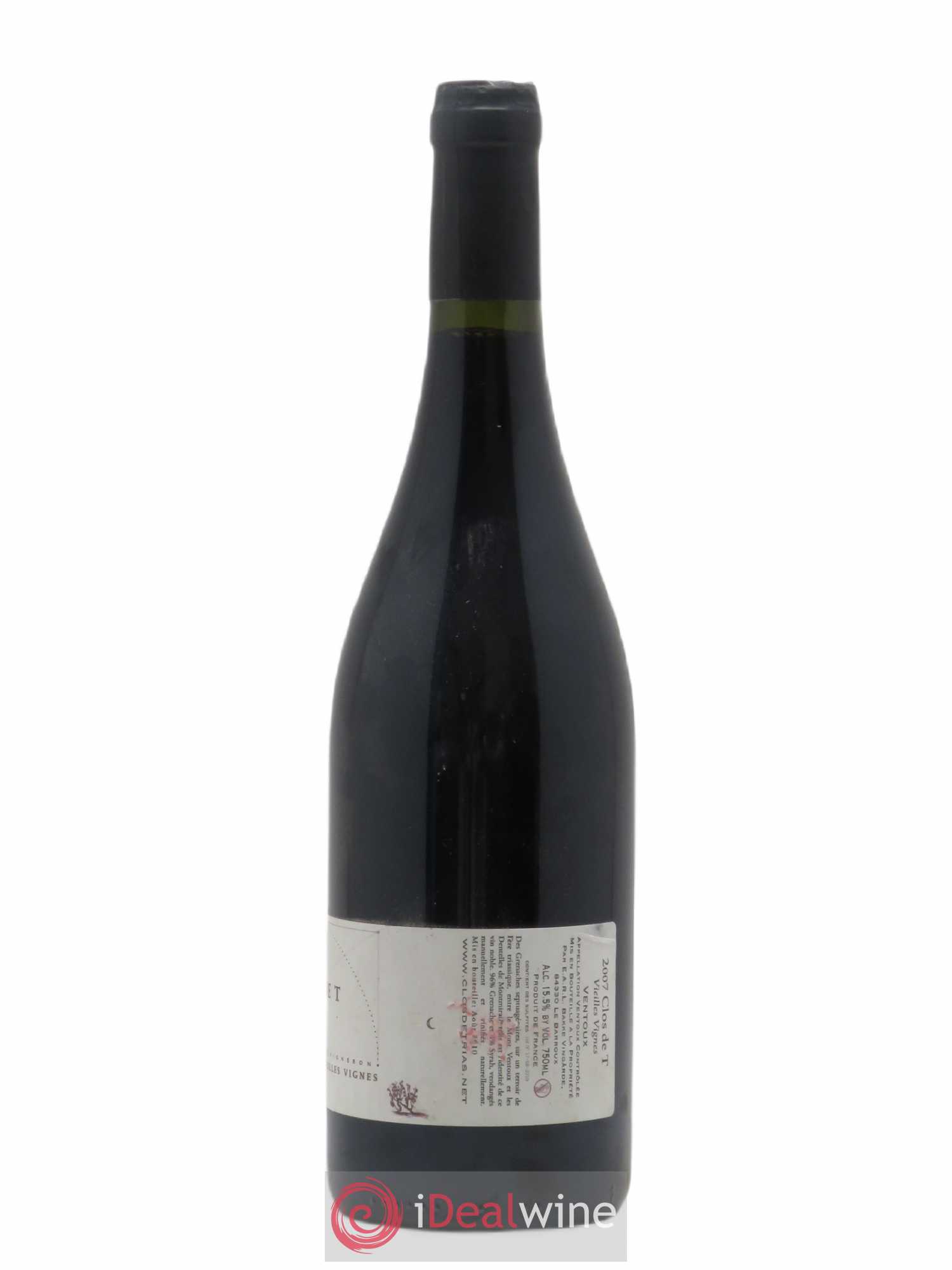 Ventoux (Côtes du Ventoux) Clos De T Vieilles vignes Trias Even A. Bakke 2007 - Lot of 1 bottle - 1