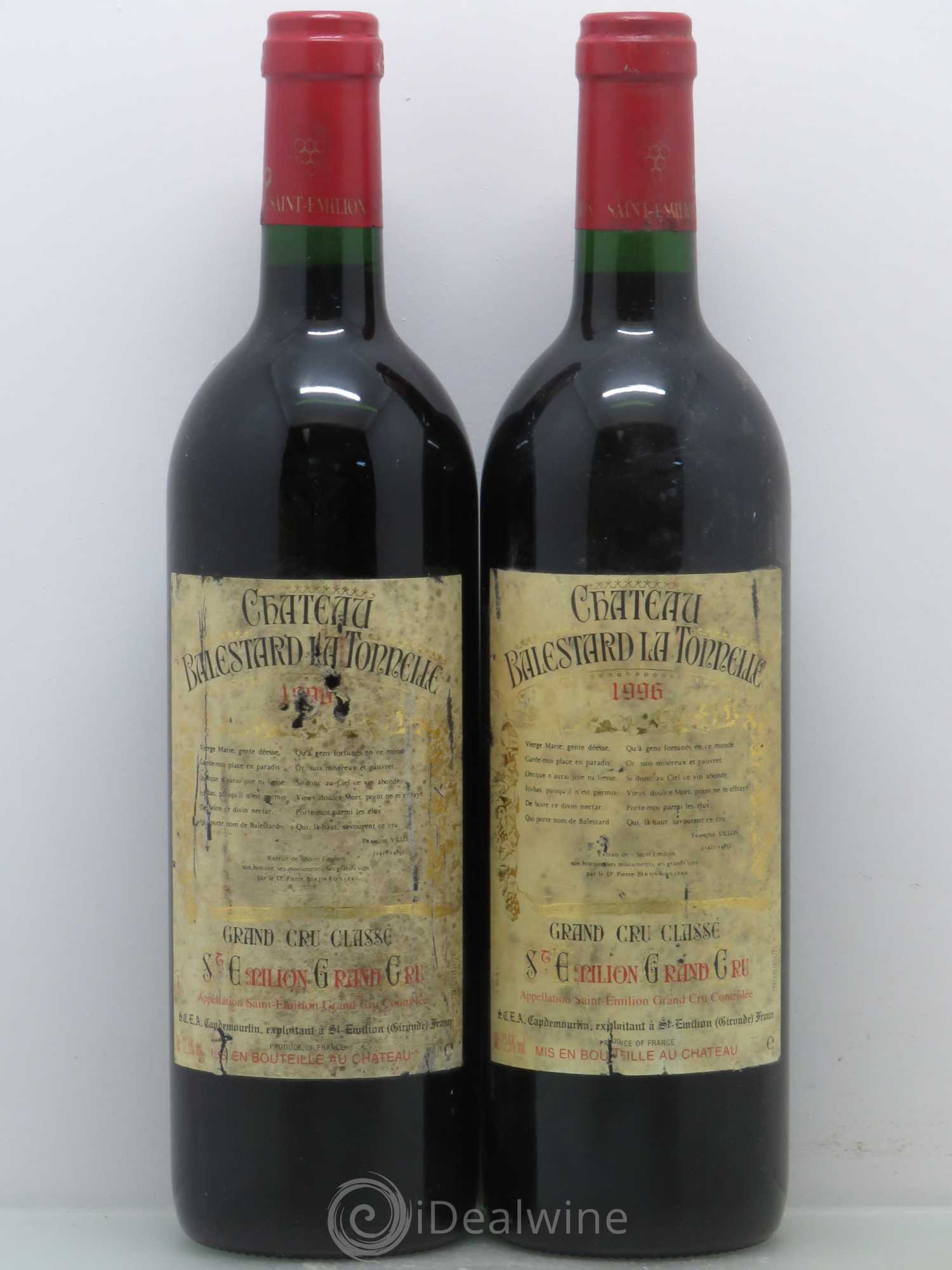 Château Balestard la Tonnelle Grand Cru Classé 1996 - Lot de 2 bouteilles - 0