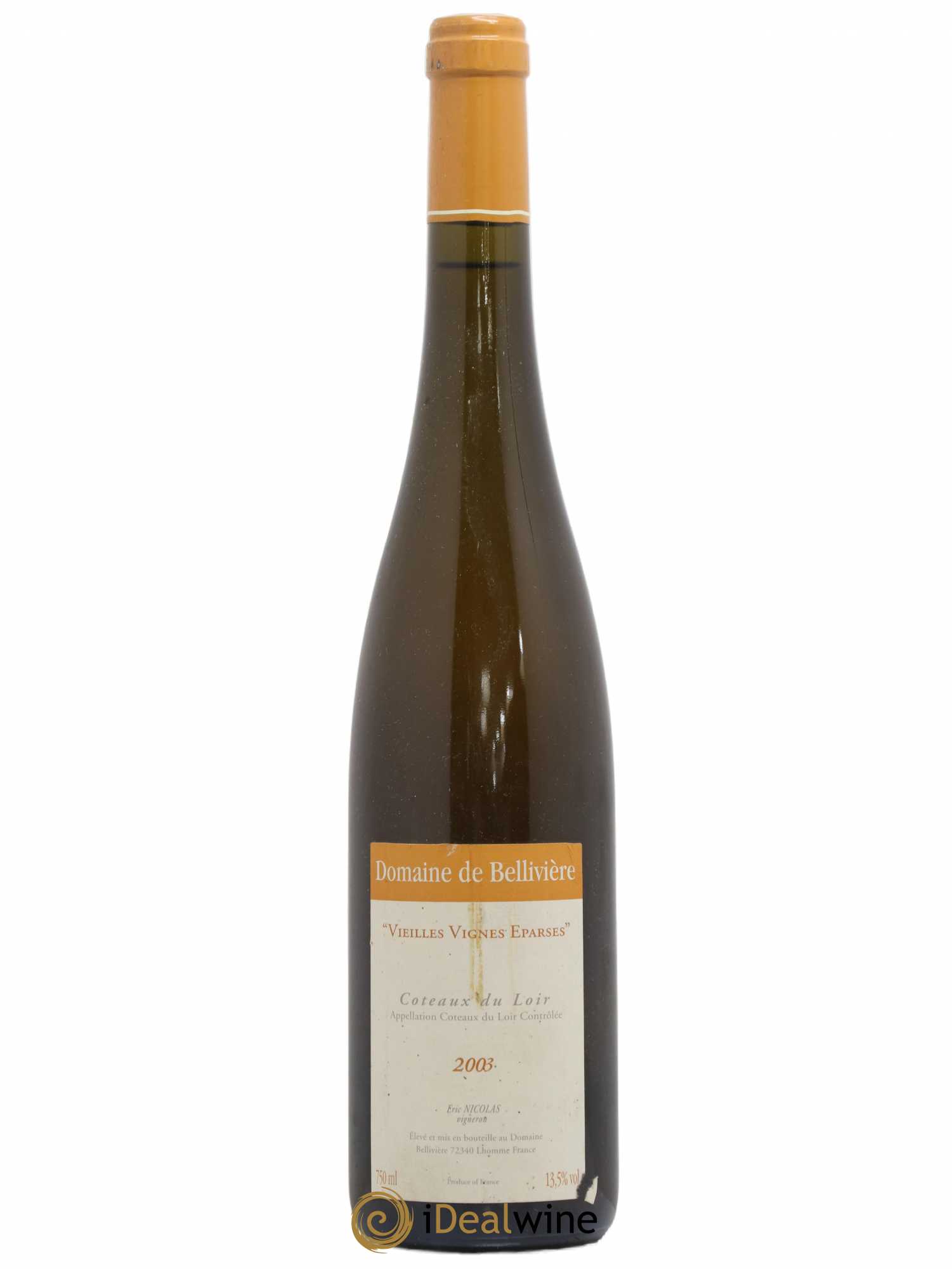 Coteaux du Loir Vieilles Vignes Eparses Domaine de Bellivière 2003 - Lot de 1 bouteille - 0