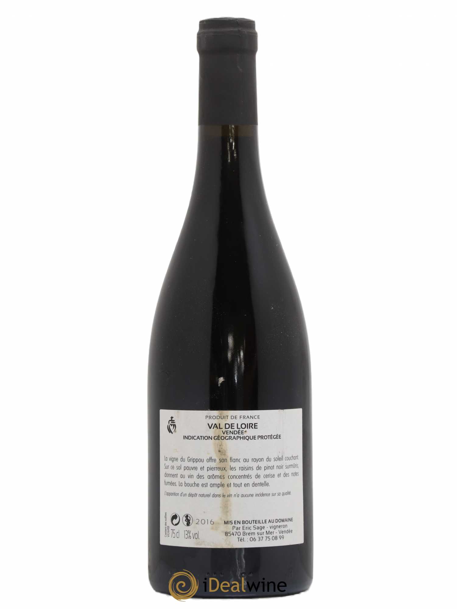 Fiefs Vendéens La Vigne du Grippou Eric Sage 2016 - Posten von 1 Flasche - 1