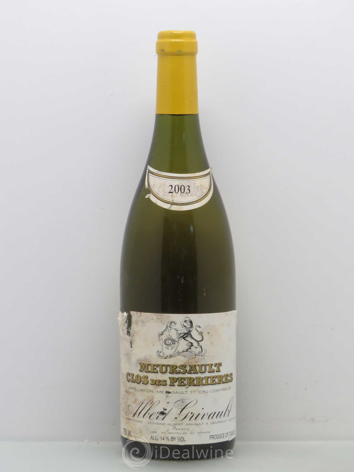 Meursault 1er Cru Clos des Perrières Monopole Albert Grivault 2003 - Lot de 1 bouteille - 0
