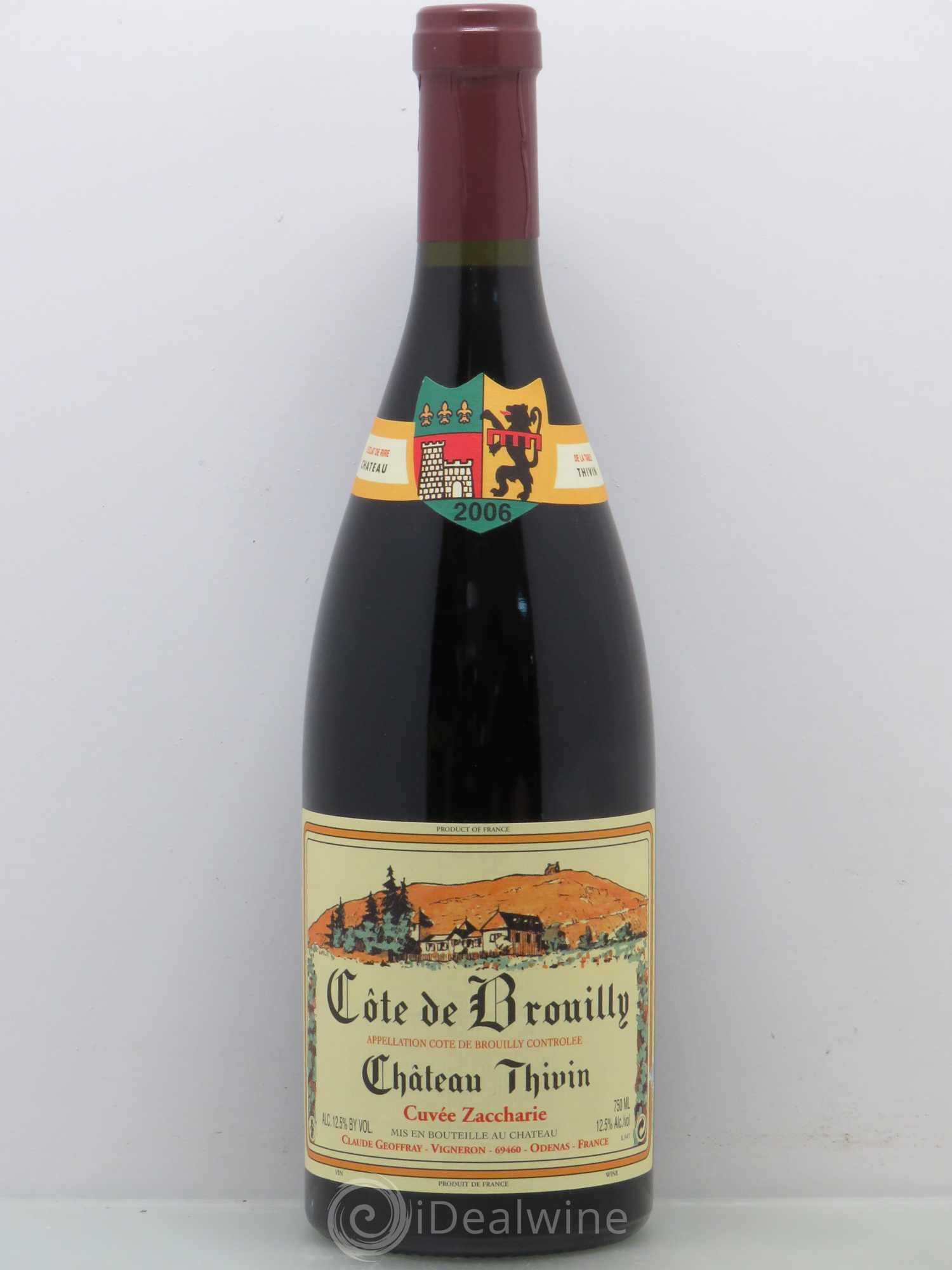 Côte de Brouilly Cuvée Zaccharie Château Thivin 2006 - Lot de 1 bouteille - 0