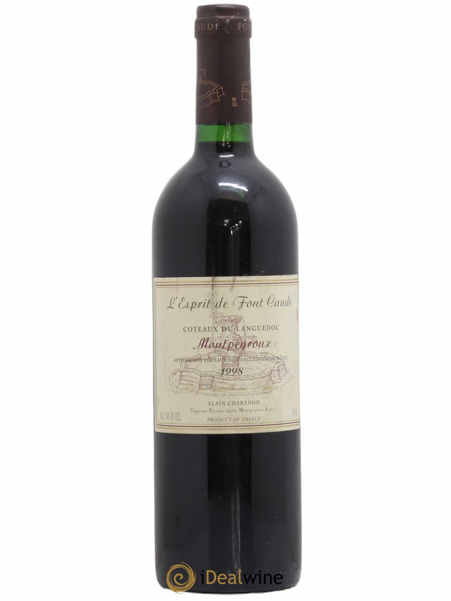 Languedoc Montpeyroux Alain Chabanon (Domaine) L'Esprit de Font Caude 1998 - Lot de 1 bouteille - 0