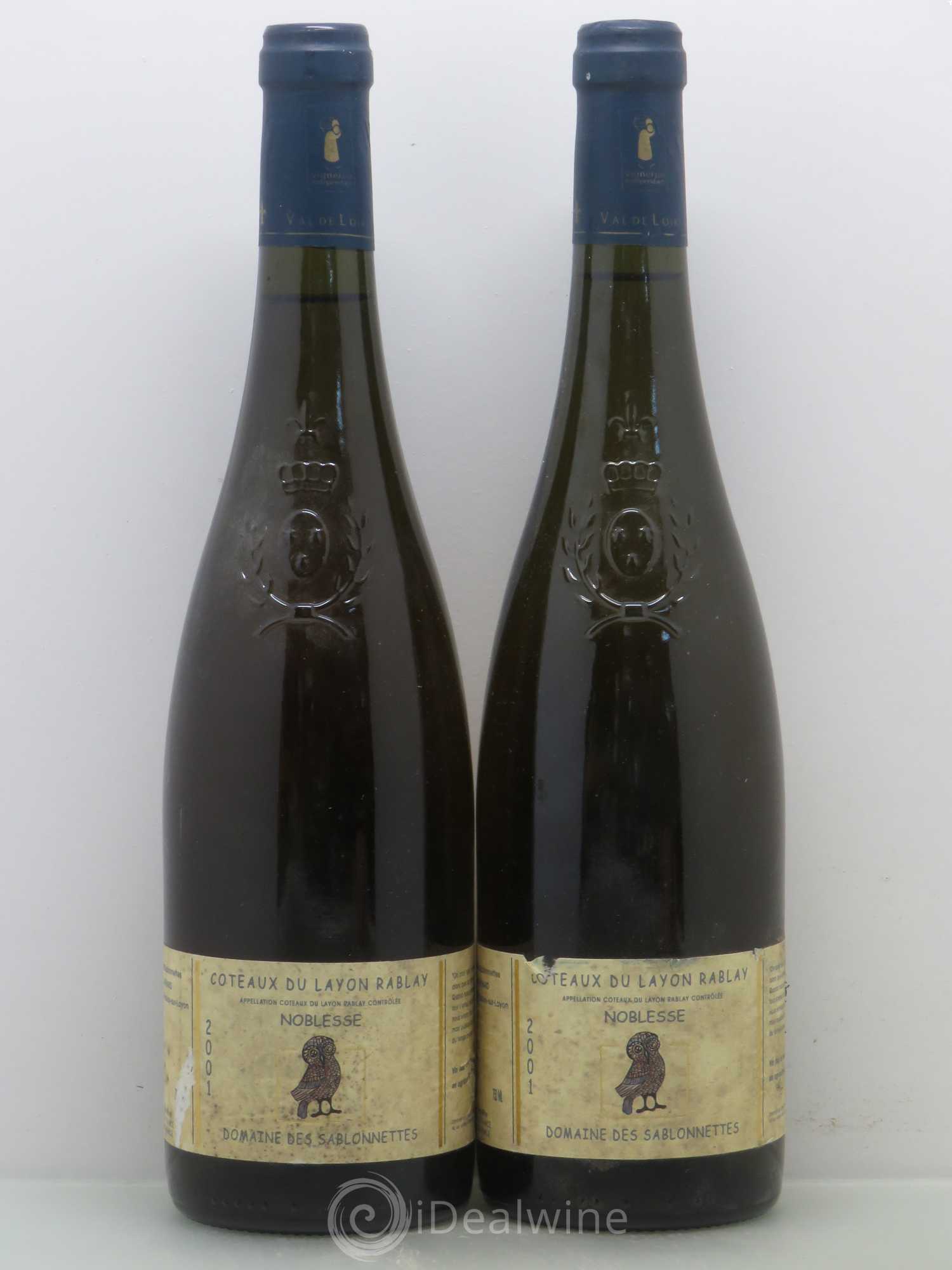 Coteaux du Layon Rablay Noblesse - Domaine des Sablonnettes J. Menard 2001 - Lotto di 2 bottiglie - 0