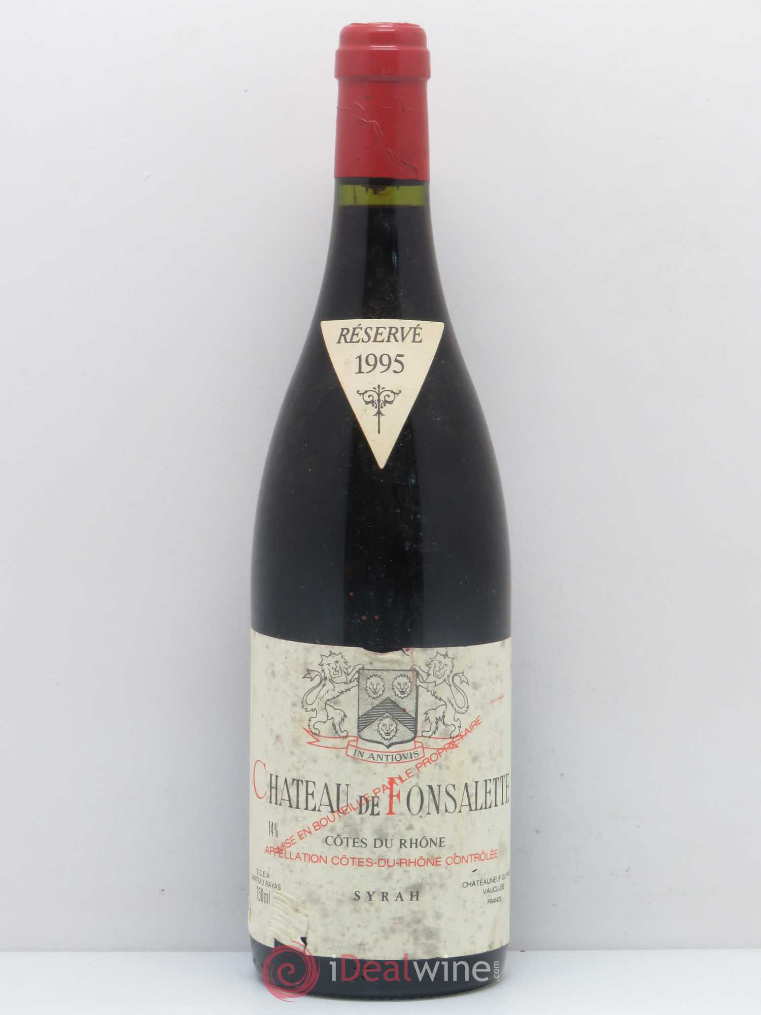 Côtes-du-Rhône Cuvée Syrah Château de Fonsalette 1995 - Lot de 1 bouteille - 0