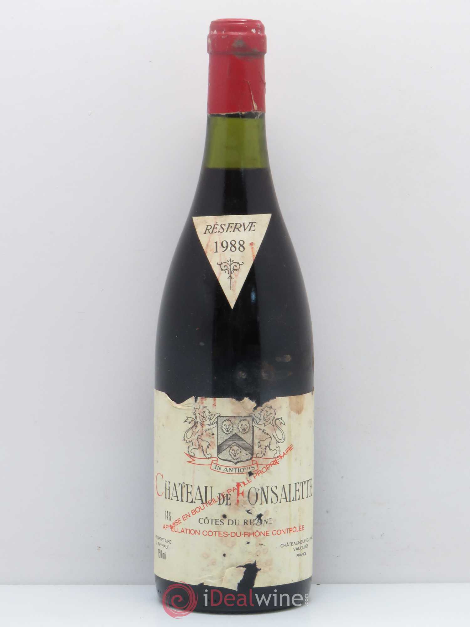Côtes-du-Rhône Château de Fonsalette Emmanuel Reynaud 1988 - Lot de 1 bouteille - 0