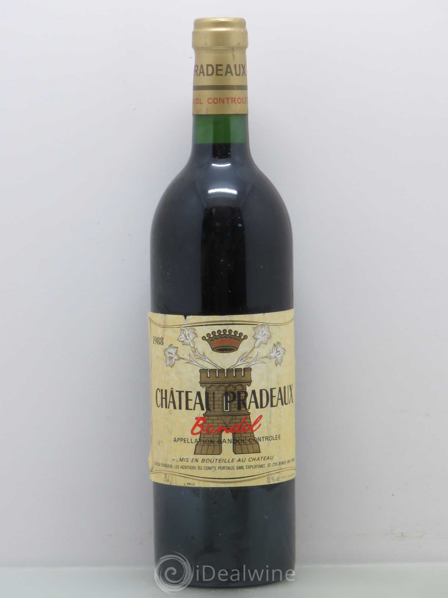 Bandol Château Pradeaux Famille Portalis 1988 - Lot de 1 bouteille - 0