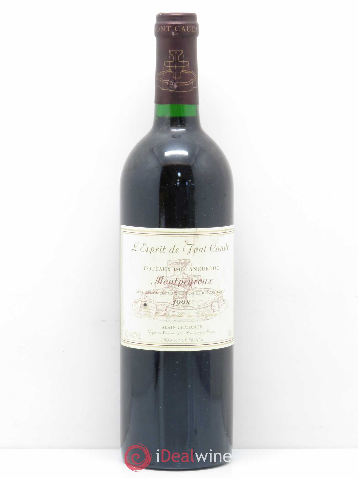 Languedoc Montpeyroux Alain Chabanon (Domaine) L'Esprit de Font Caude 1998 - Lot de 1 bouteille - 0