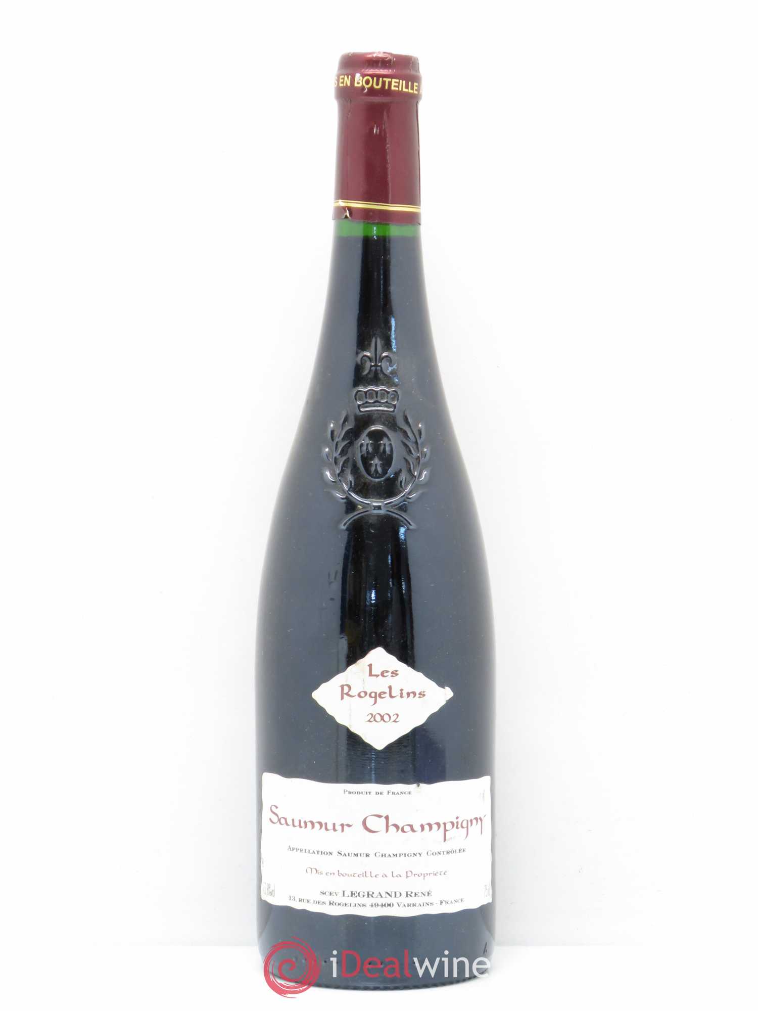 Saumur-Champigny Les Rogelins Clotilde Legrand (anciennement René-Noël Legrand) 2002 - Lot de 1 bouteille - 0