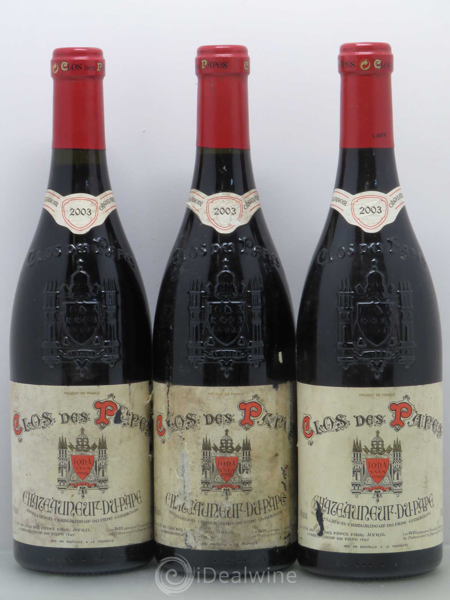 Châteauneuf-du-Pape Clos des Papes - Paul Avril 2003 - Lot de 3 bouteilles - 0