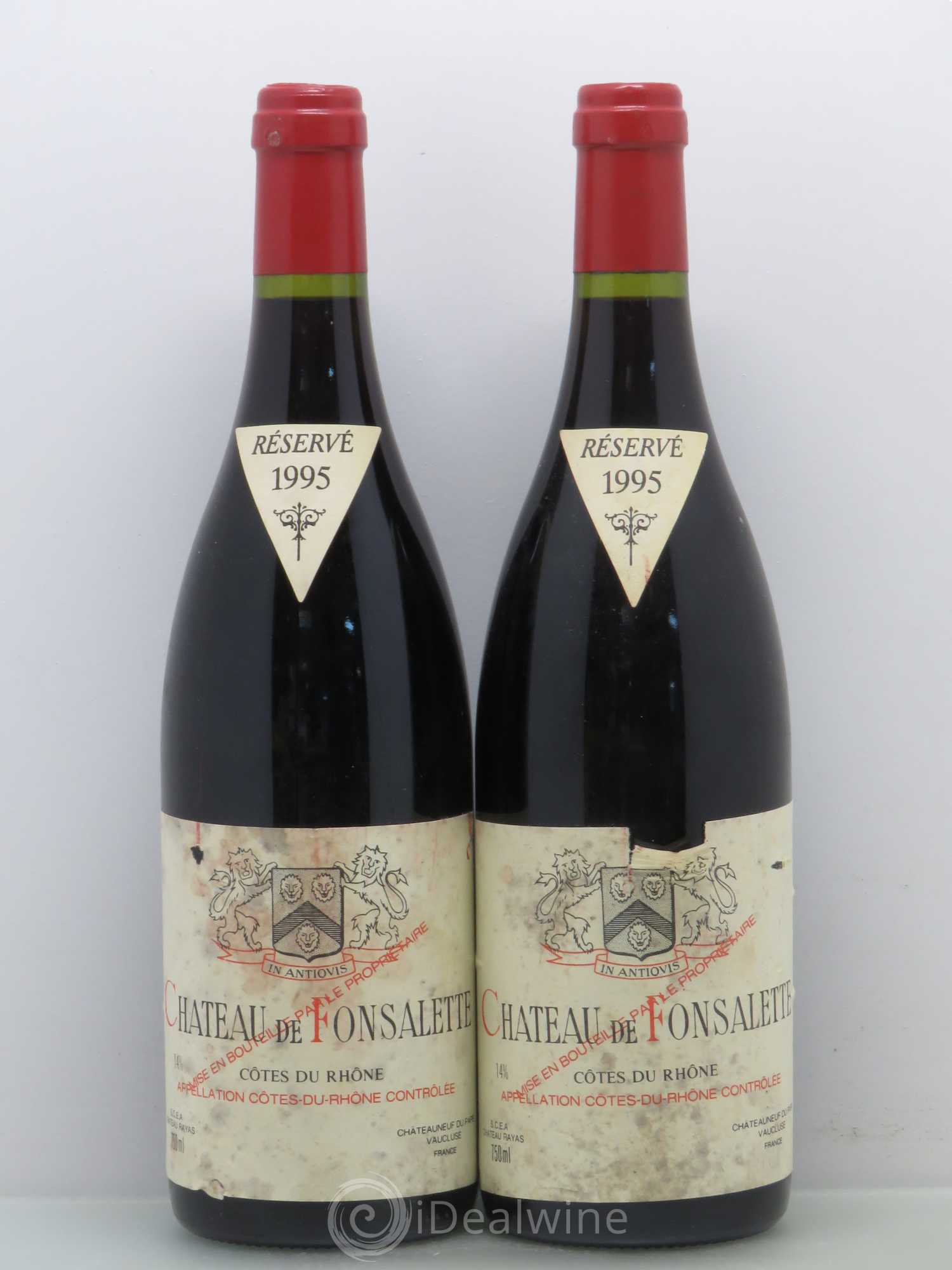 Côtes-du-Rhône Château de Fonsalette Emmanuel Reynaud 1995 - Lot de 2 bouteilles - 0
