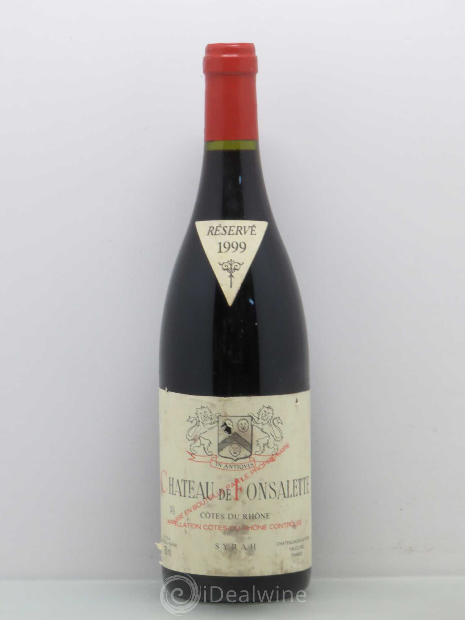 Côtes-du-Rhône Cuvée Syrah Château de Fonsalette 1999 - Lot de 1 bouteille - 0