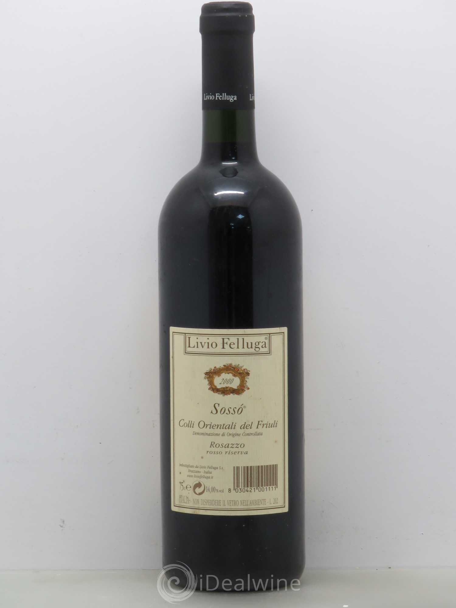 Italie Sosso livio felluga Colli Orientali del fruili 2000 - Posten von 1 Flasche - 1