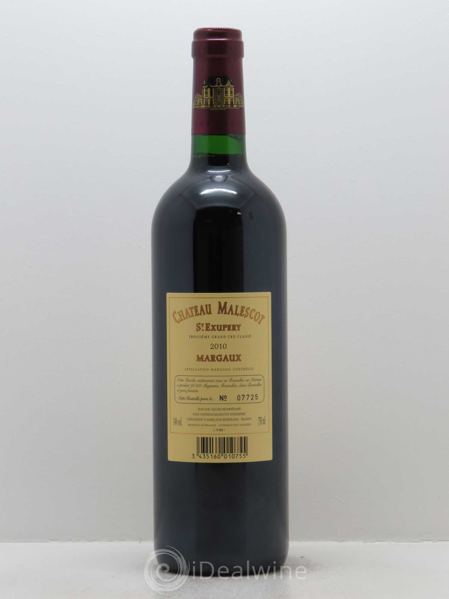 Château Malescot Saint-Exupéry 3ème Grand Cru Classé 2010 - Lot de 1 bouteille - 1