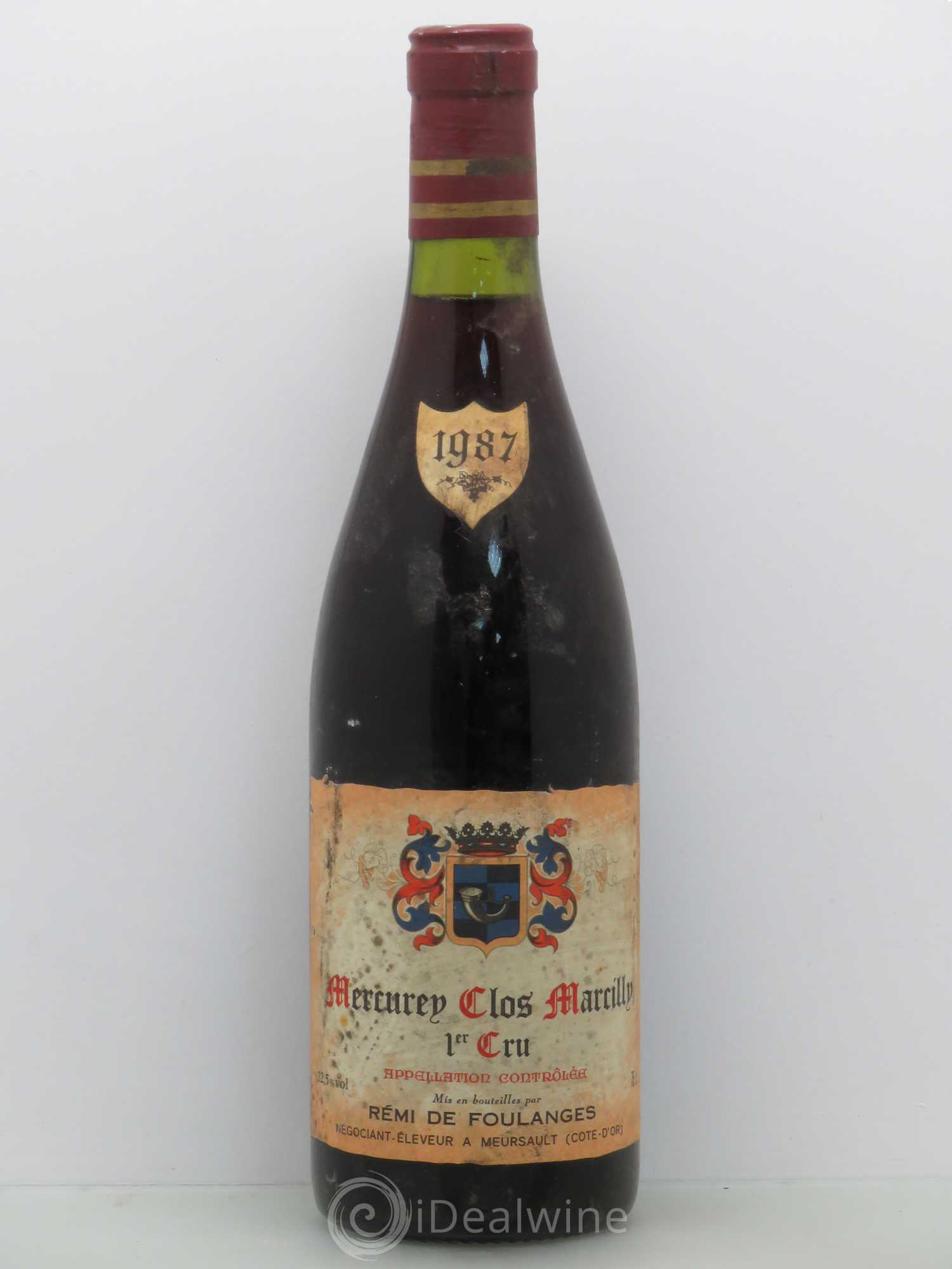 Mercurey 1er Cru Clos Marcilly Remi De Foulanges 1987 - Posten von 1 Flasche - 0