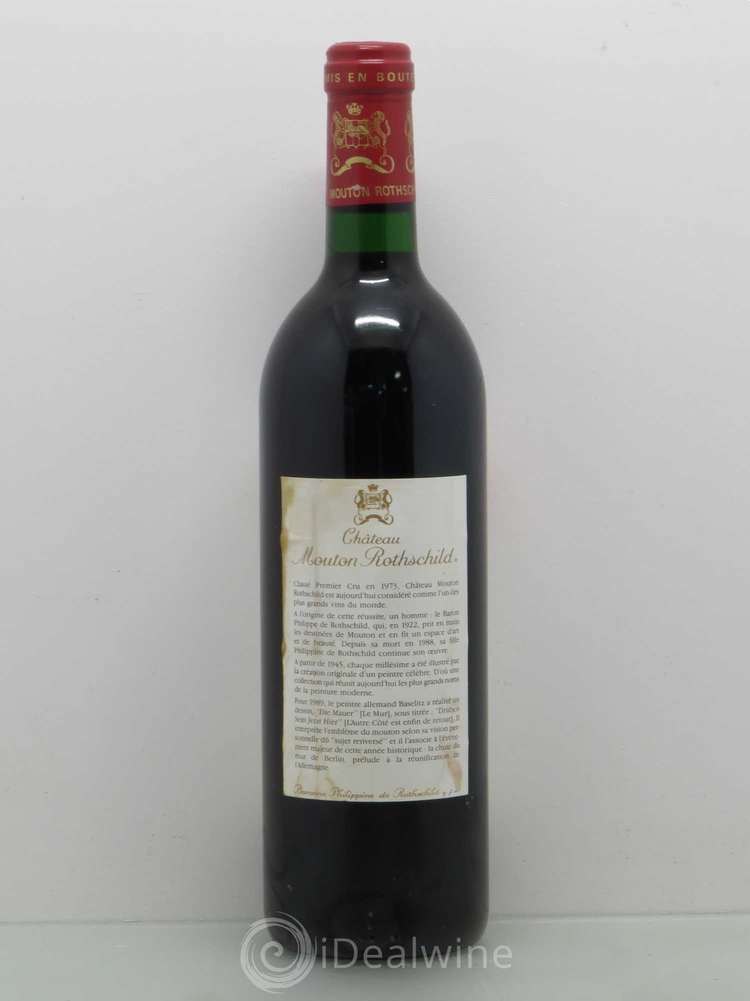 Château Mouton Rothschild 1er Grand Cru Classé 1989 - Lot de 1 bouteille - 1