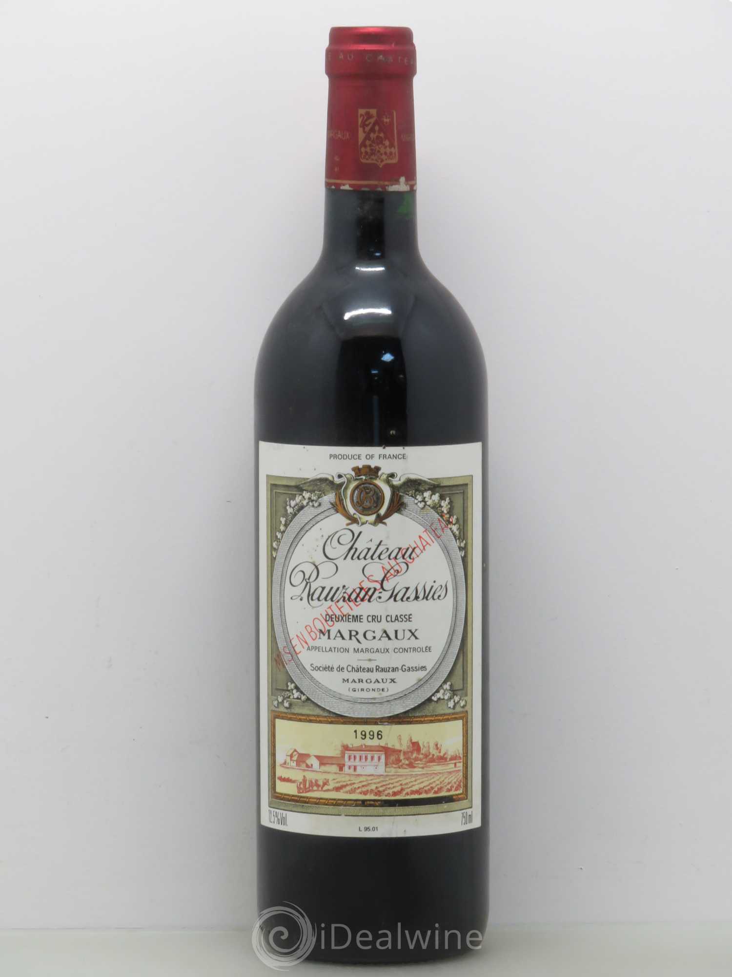 Château Rauzan-Gassies 2ème Grand Cru Classé 1996 - Lot de 1 bouteille - 0