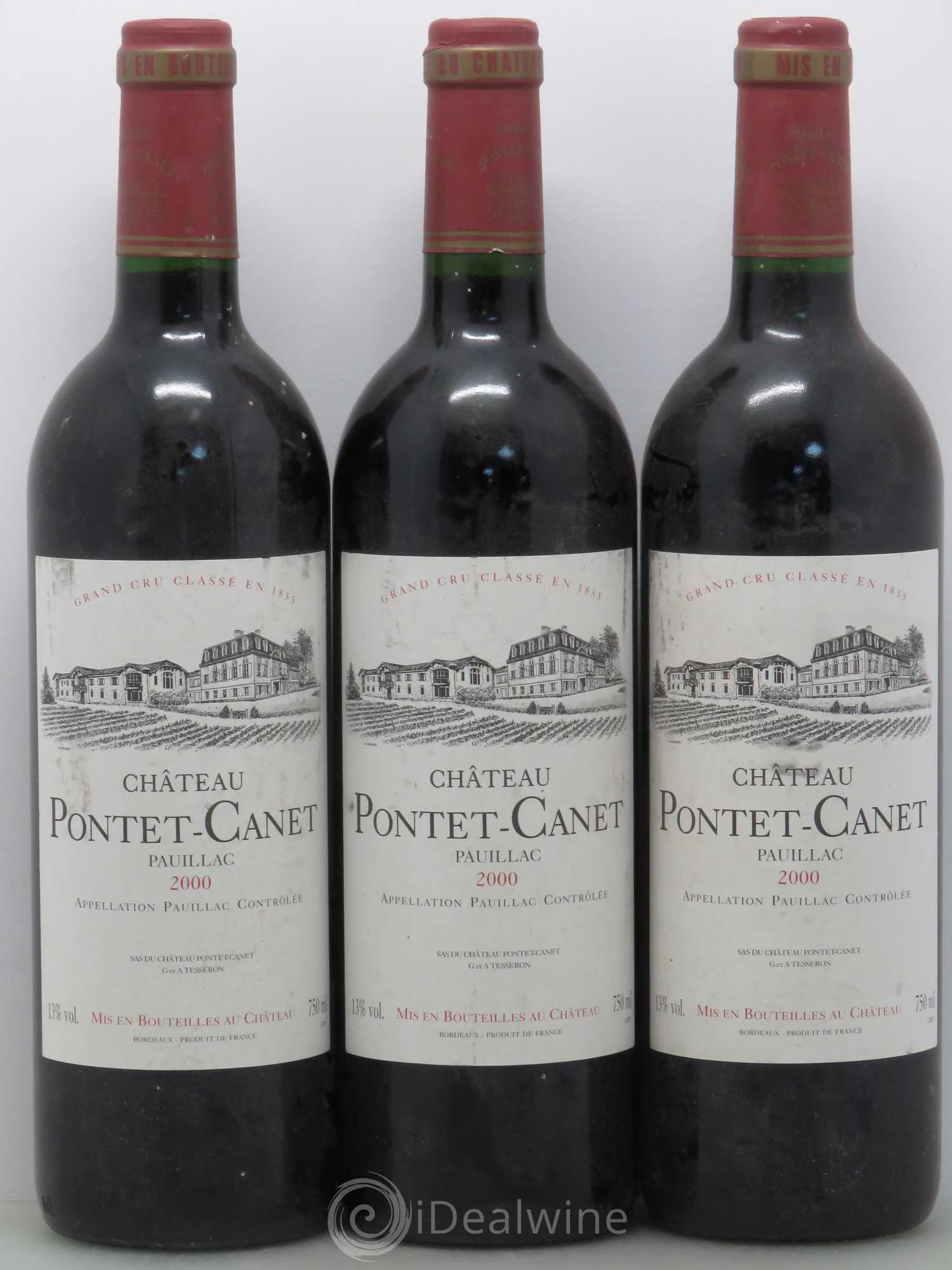 Château Pontet Canet 5ème Grand Cru Classé 2000 - Lot de 3 bouteilles - 0