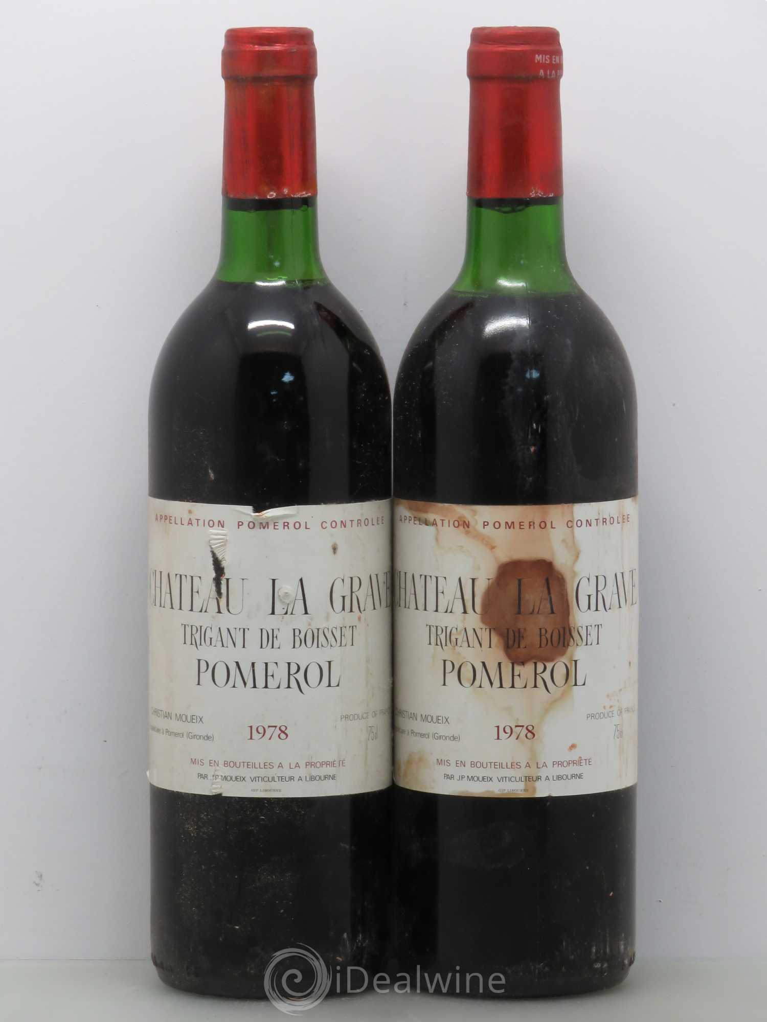 Château La Grave à Pomerol (Trigant de Boisset) 1978 - Lot de 2 bouteilles - 0