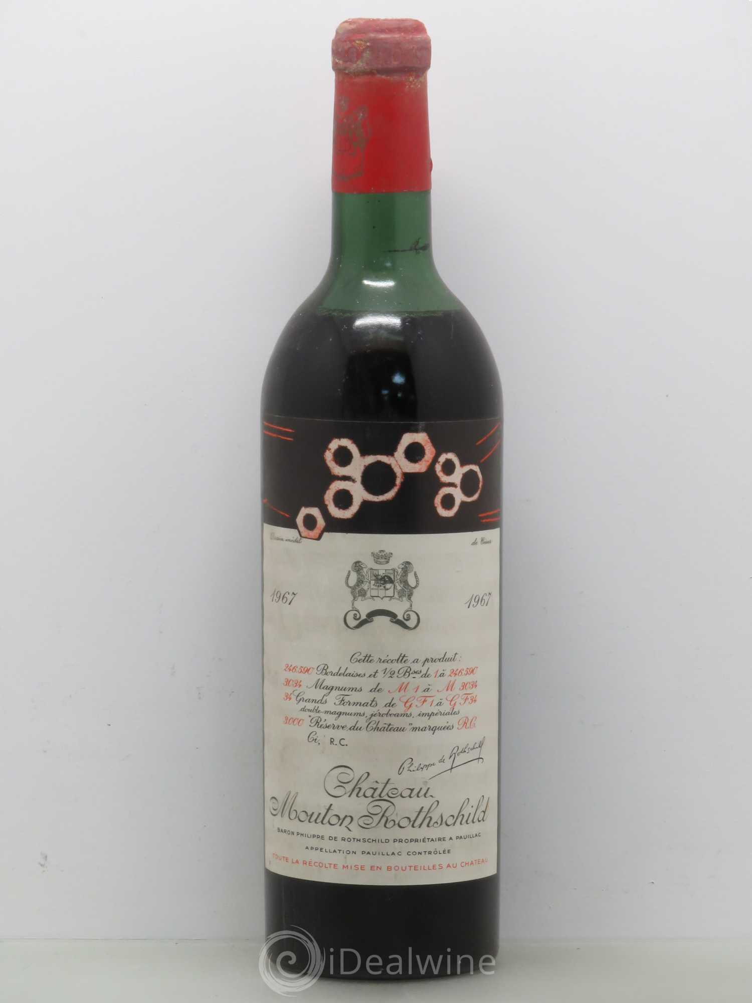 Château Mouton Rothschild 1er Grand Cru Classé 1967 - Lot de 1 bouteille - 0